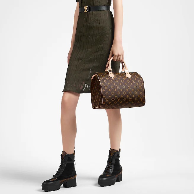 Louis Vuitton Speedy 30 Top Handle Bag 11.8in/ 30cm Brown Monogram Canvas Gold Hardware For Women M41108