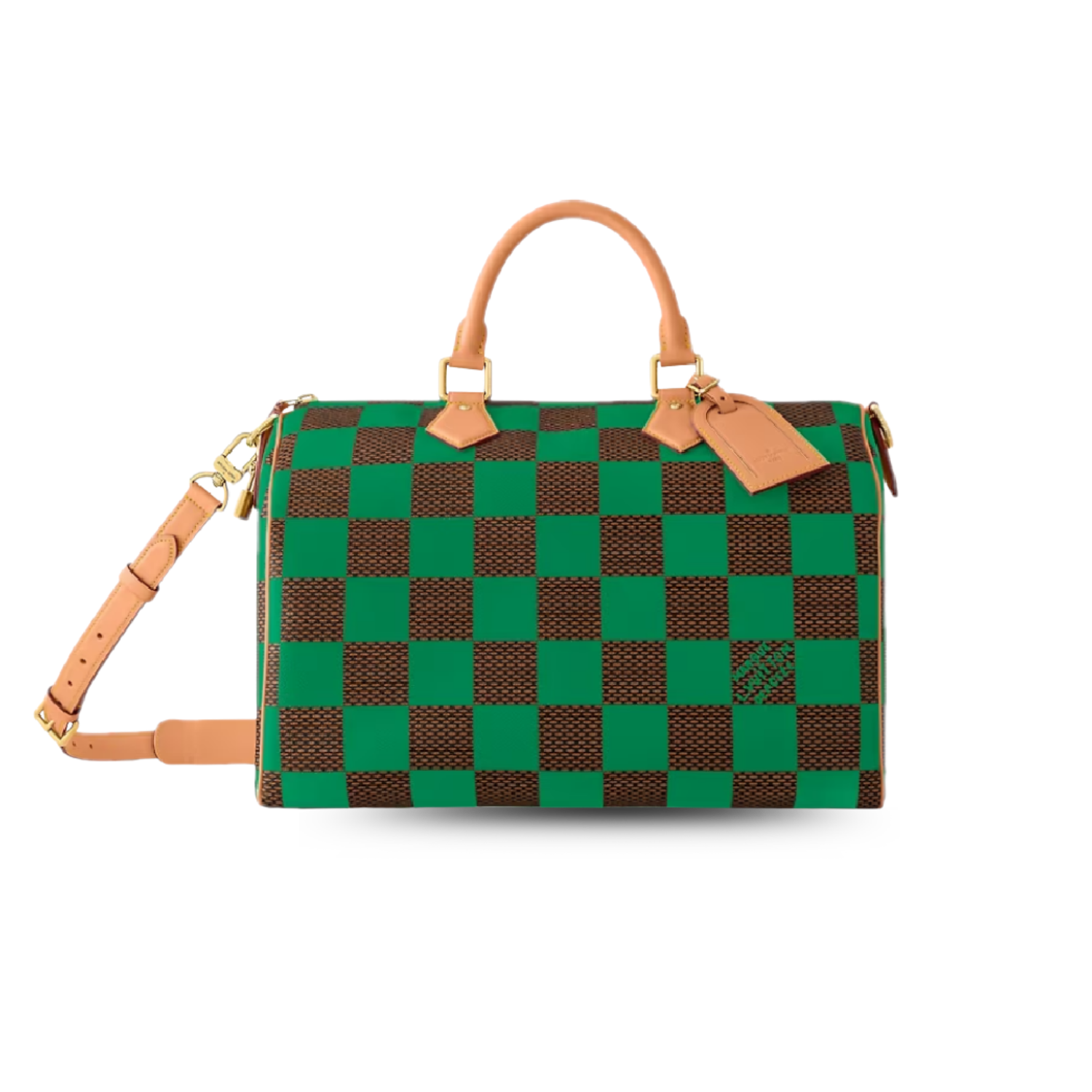 Louis Vuitton Speedy 40 Bandouliere Top Handle Bag 15.7 in/ 40cm Damier Pop Green Gold Hardware For Men N40579
