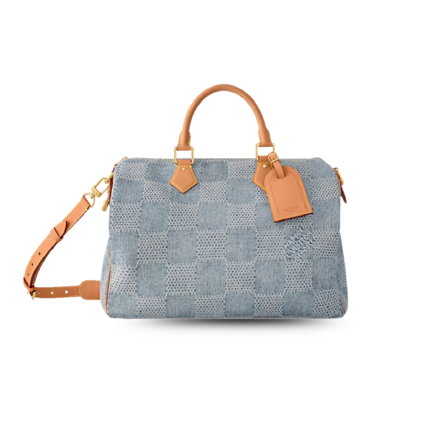 Louis Vuitton Speedy 40 Bandouliere Top Handle Bag 16in/ 40cm Blue Denim Gold Hardware For Men N40701