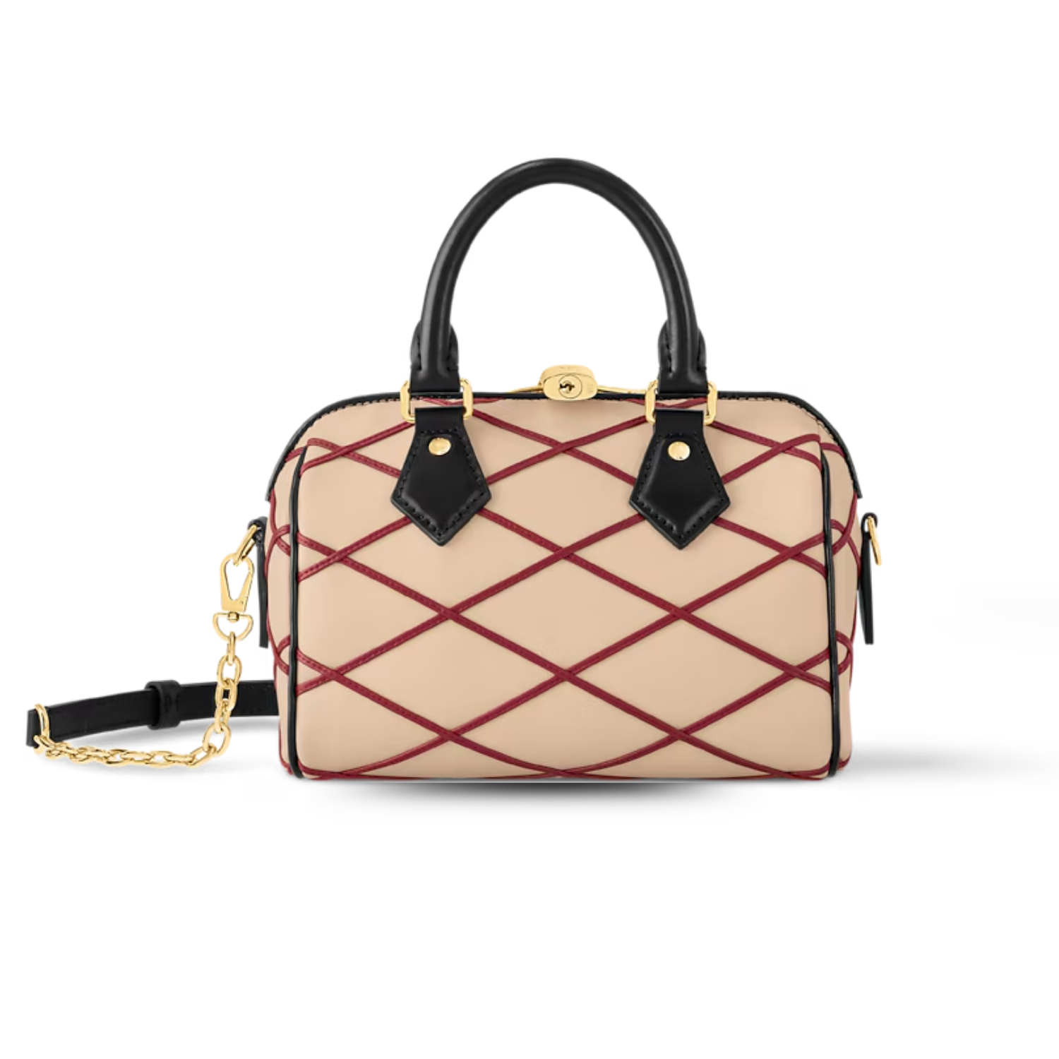 Louis Vuitton Speedy Bandouliere 20 Top Handle Bag 8in/ 20.5cm Beige/ Red Gold Hardware For Women M24261