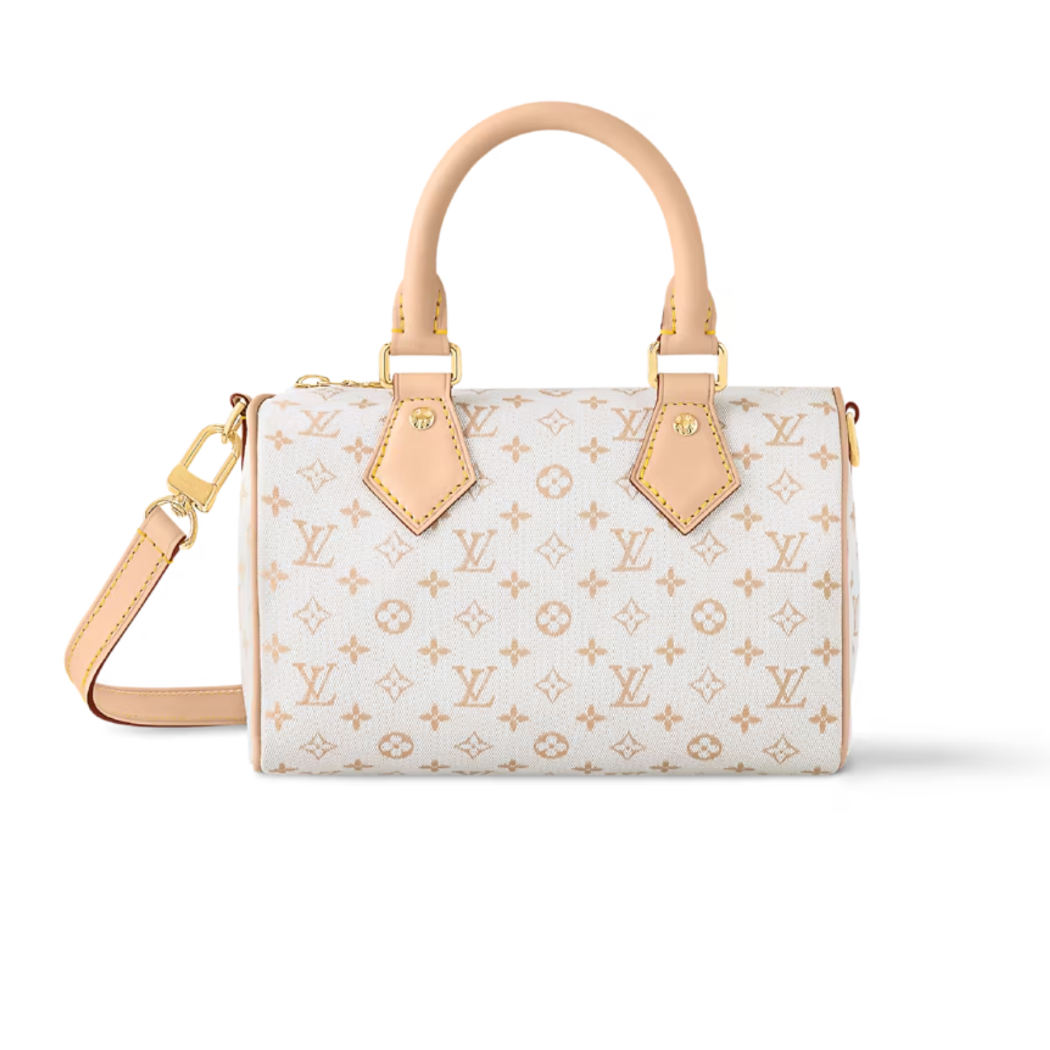 Louis Vuitton Speedy Bandouliere 20 Top Handle Bag 8.1in/ 20.5cm Mastic Cream Gold Hardware For Women M12747