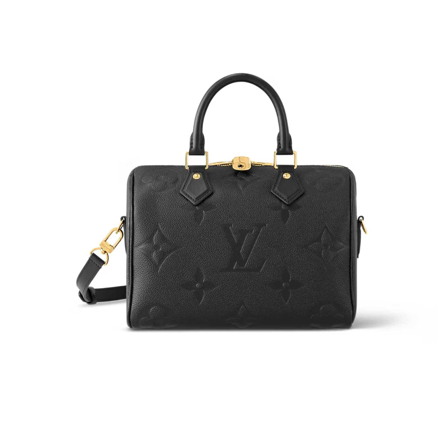 Louis Vuitton Speedy Bandouliere 25 Top Handle Bag 9.8in/ 25cm Black Gold Hardware For Women M58951