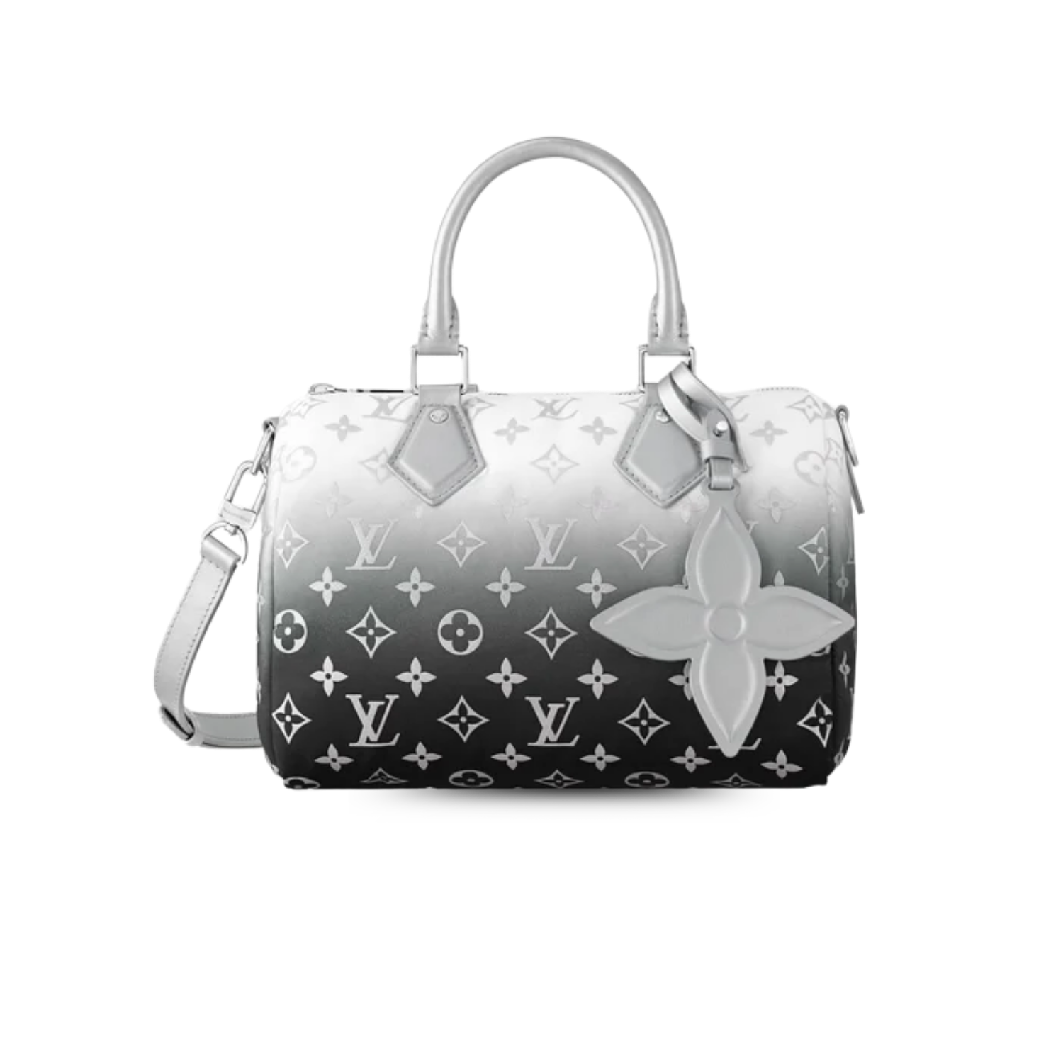 Louis Vuitton Speedy Bandouliere 25 Top Handle Bag 9.8in/ 25cm Frost Silver Hardware For Women M11848