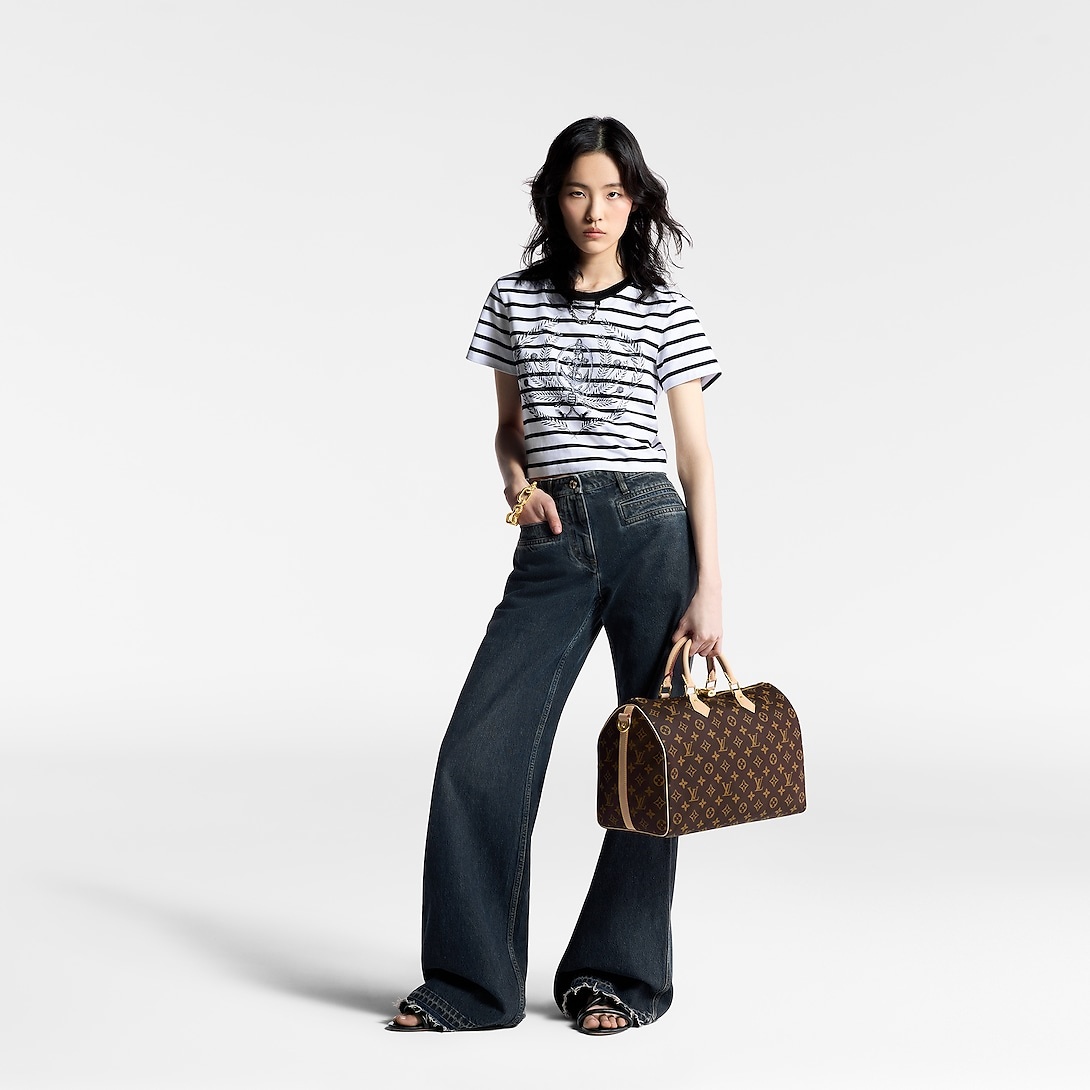 Louis Vuitton Speedy Bandouliere 35 Top Handle Bag 13.8in/ 35cm Brown Gold Hardware For Women M41111