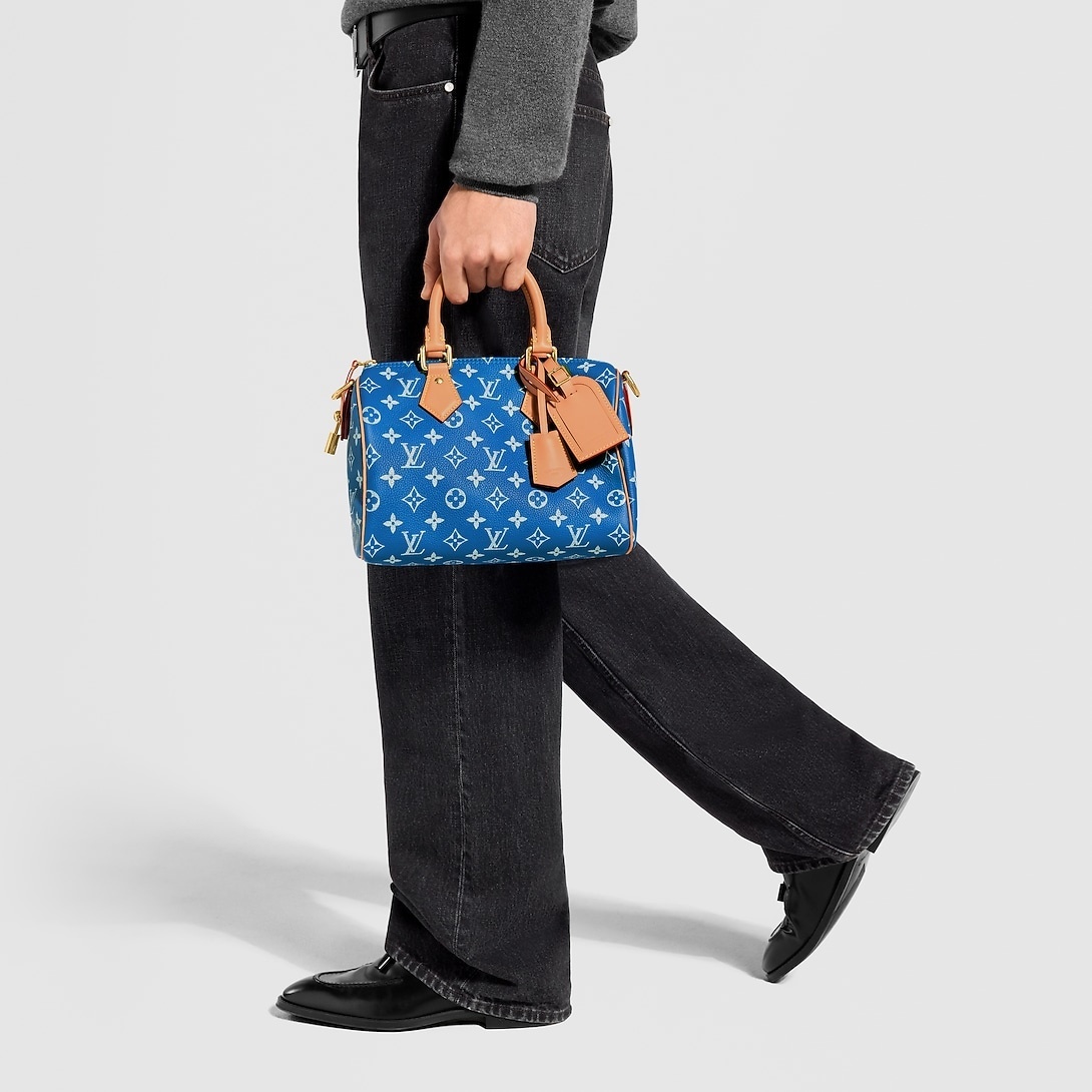Louis Vuitton Speedy P9 Bandouliere 25 Top Handle Bag 9.8in/ 25cm Blue Gold Hardware For Men M24424