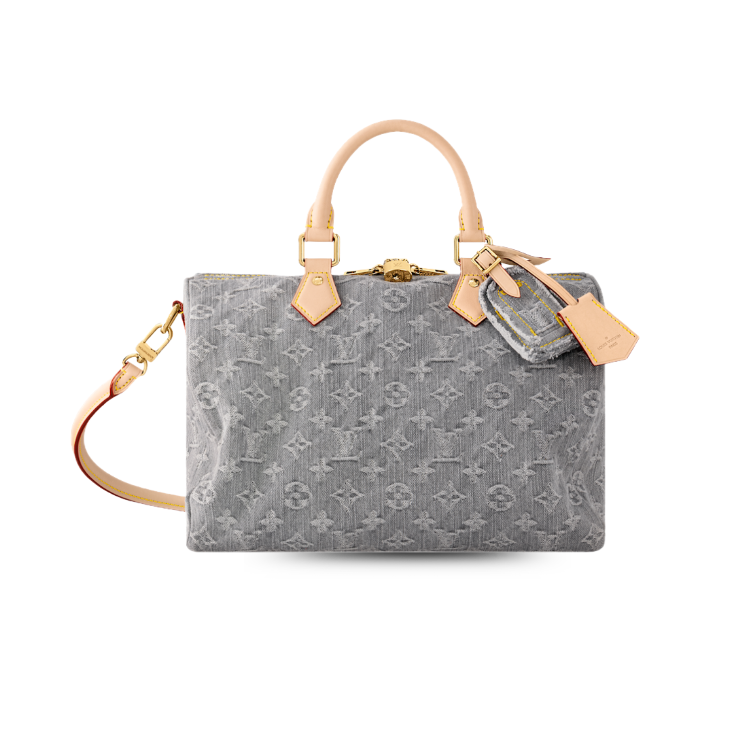 Louis Vuitton Speedy Soft 30 Top Handle Bag 11.8in/ 30cm Washed Gray Gold Hardware For Women M13344