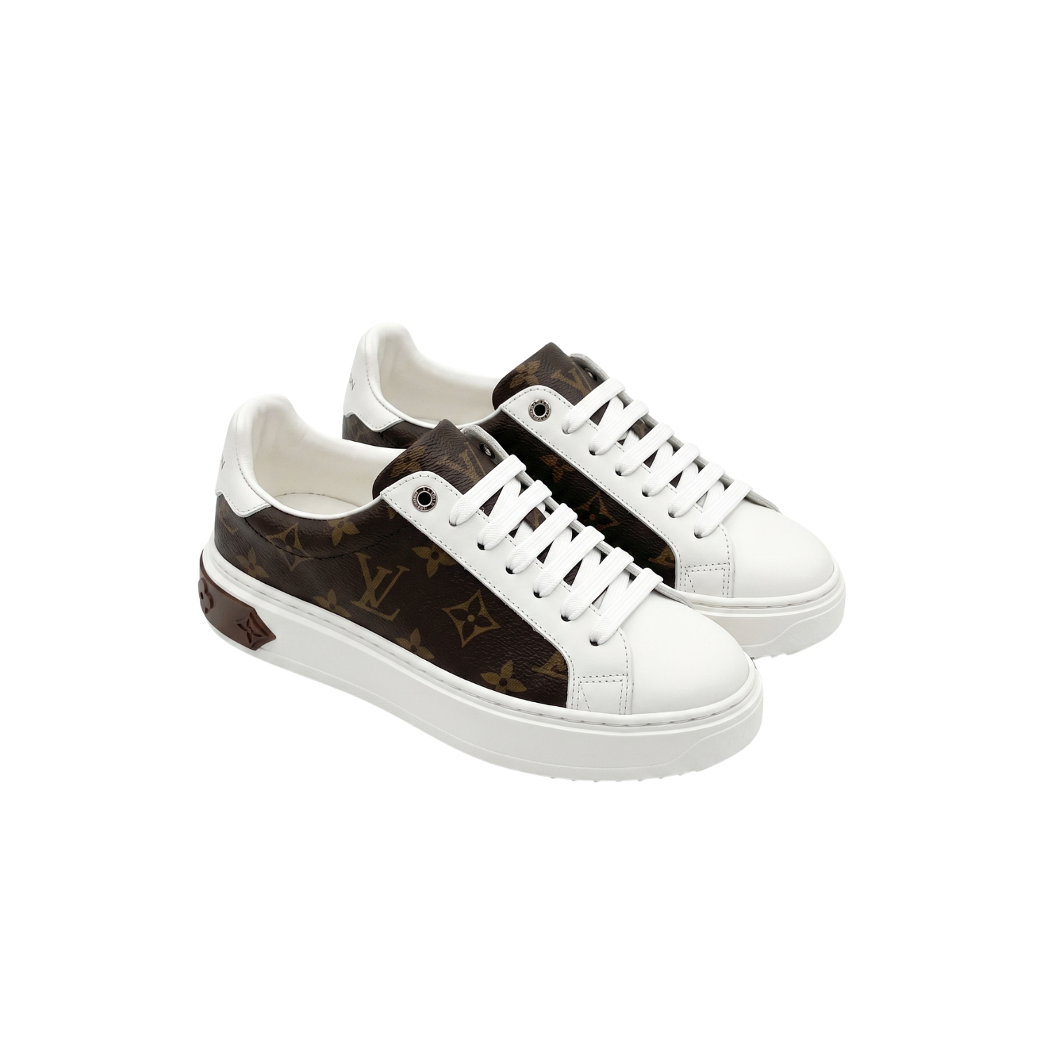 Louis Vuitton Time Out Sneakers White/ Brown For Women
