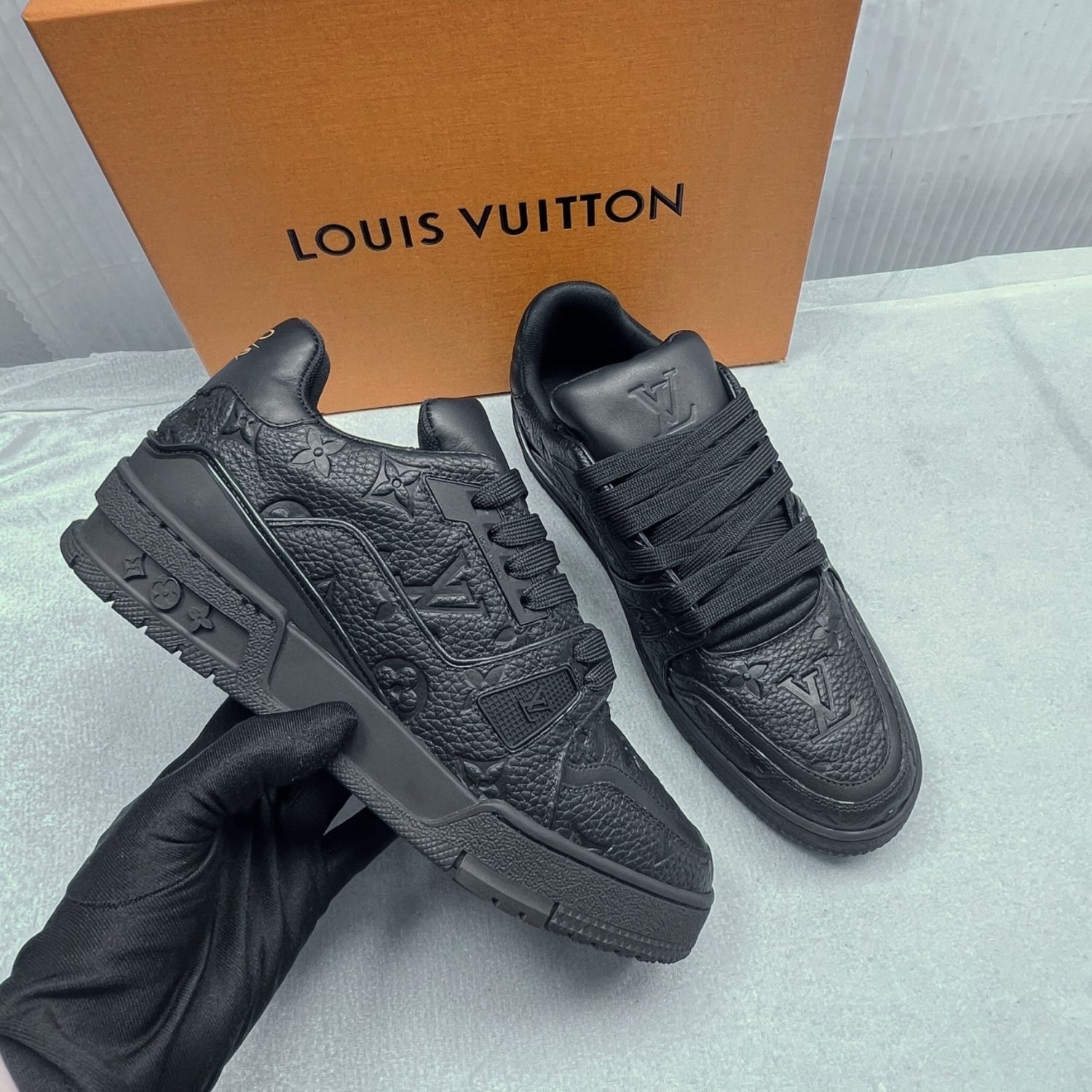 Louis Vuitton Trainer Sneakers Mix Of Materials Black Virgil Abloh For Men LV