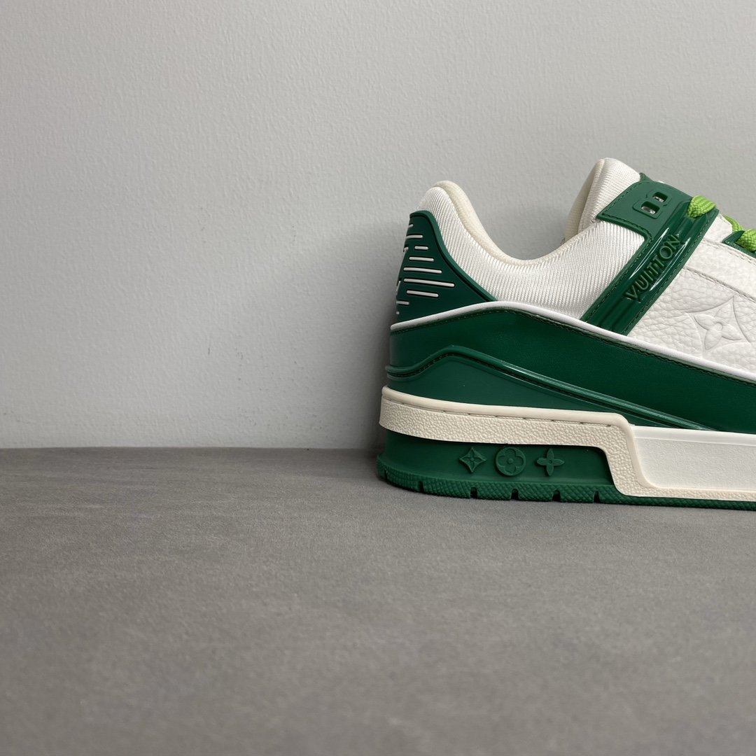 Louis Vuitton Trainer Sneaker Mix Of Materials White/Green Virgil Abloh For Men LV 1A9VNK
