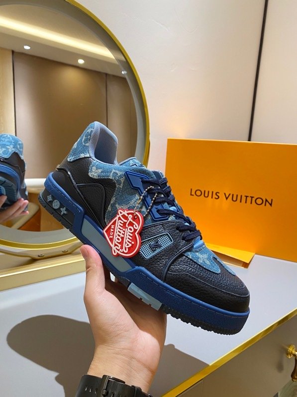 Louis Vuitton Trainer Sneaker Monogram Denim Blue Nigo/Virgil Abloh For Men LV 1A9IQ9
