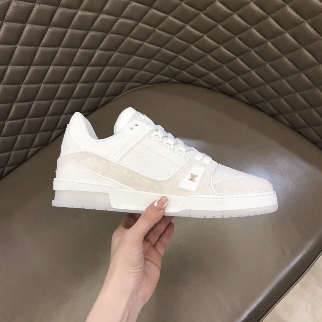 Louis Vuitton Trainer Sneaker Monogram Patent Canvas White Virgil Abloh For Men LV 1A9G53