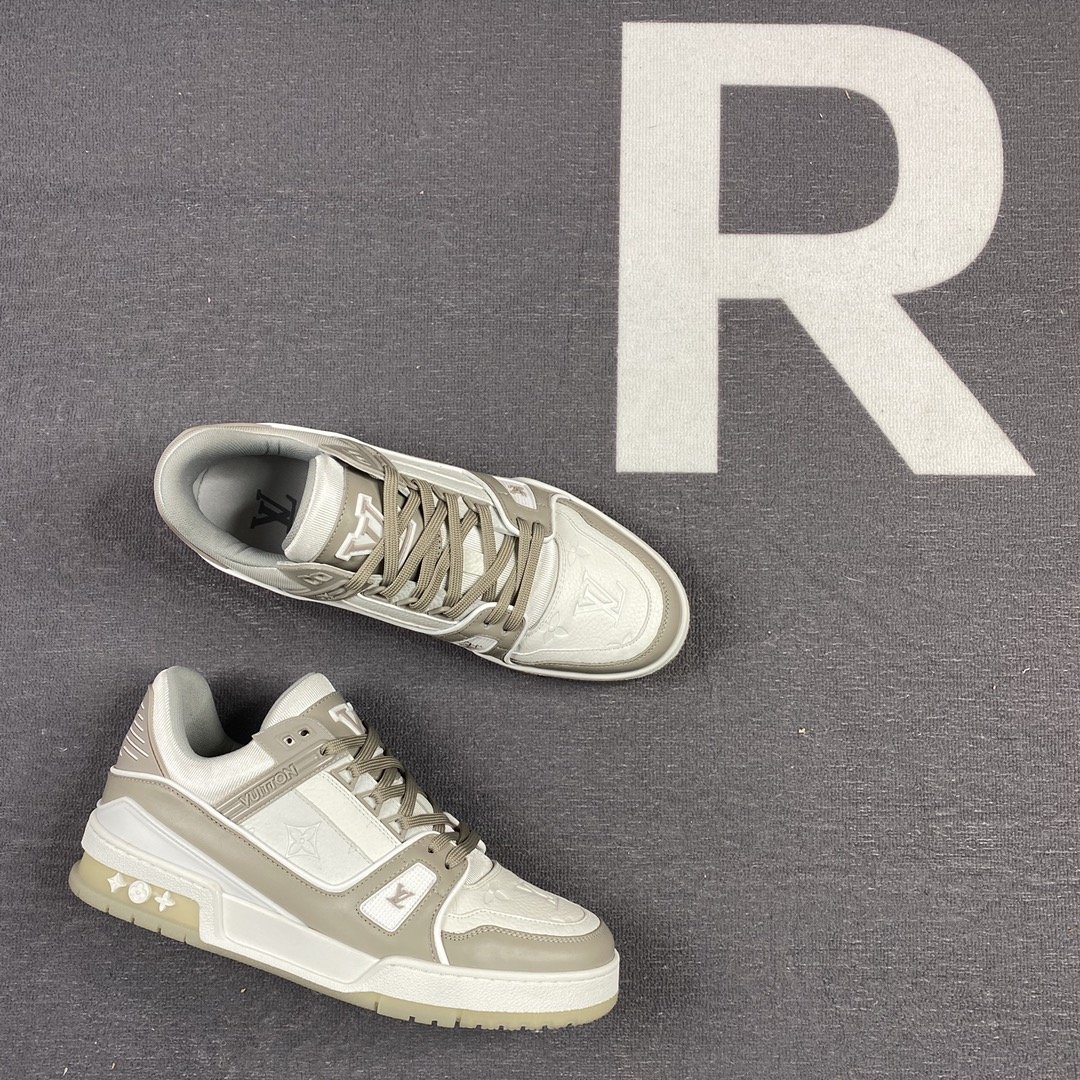 Louis Vuitton Trainer Sneaker Rubber Monogram Grey Virgil Abloh For Men LV 1A9VOS