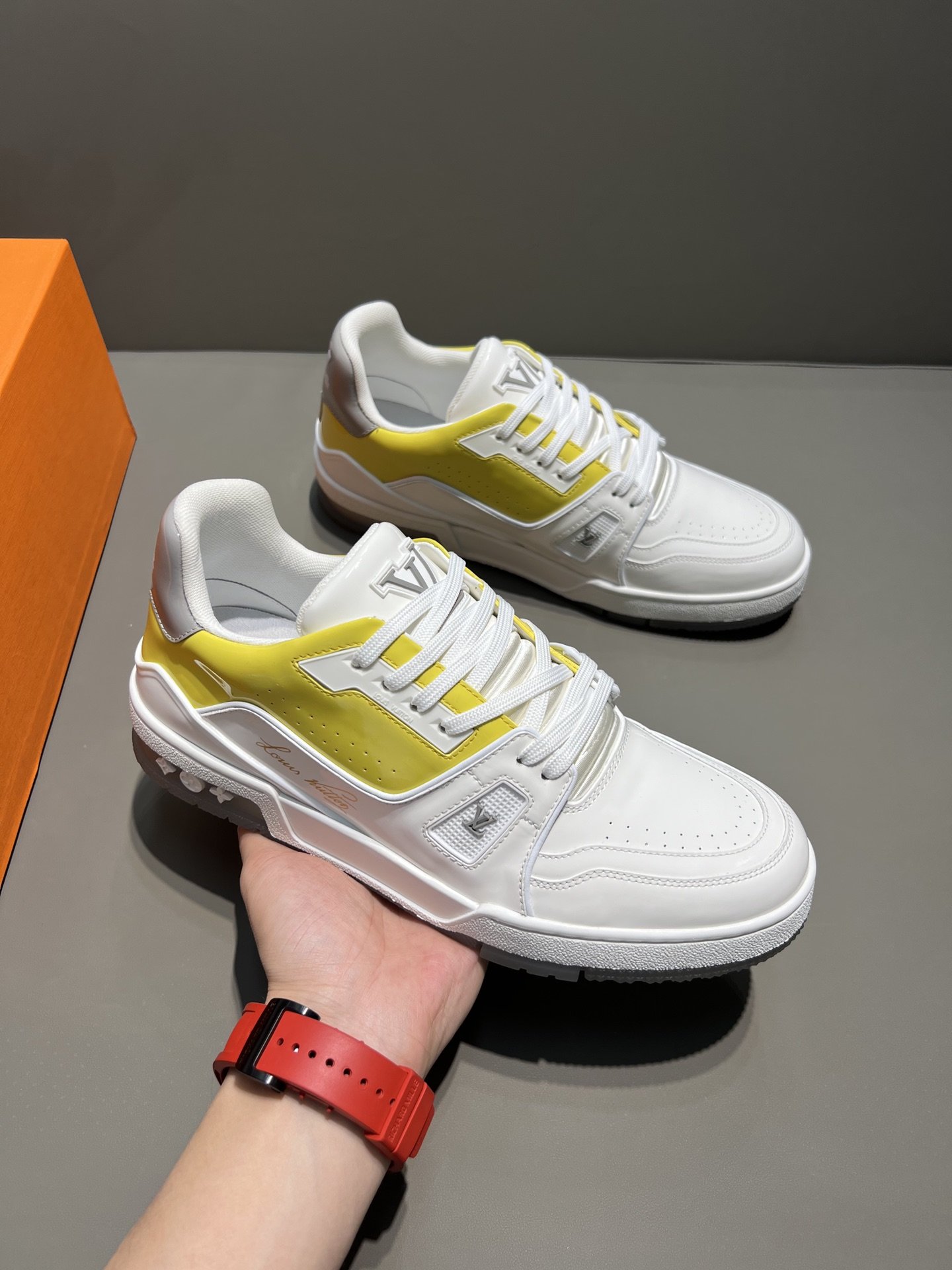 Louis Vuitton Trainer Sneaker White/Yellow Virgil Abloh For Men LV