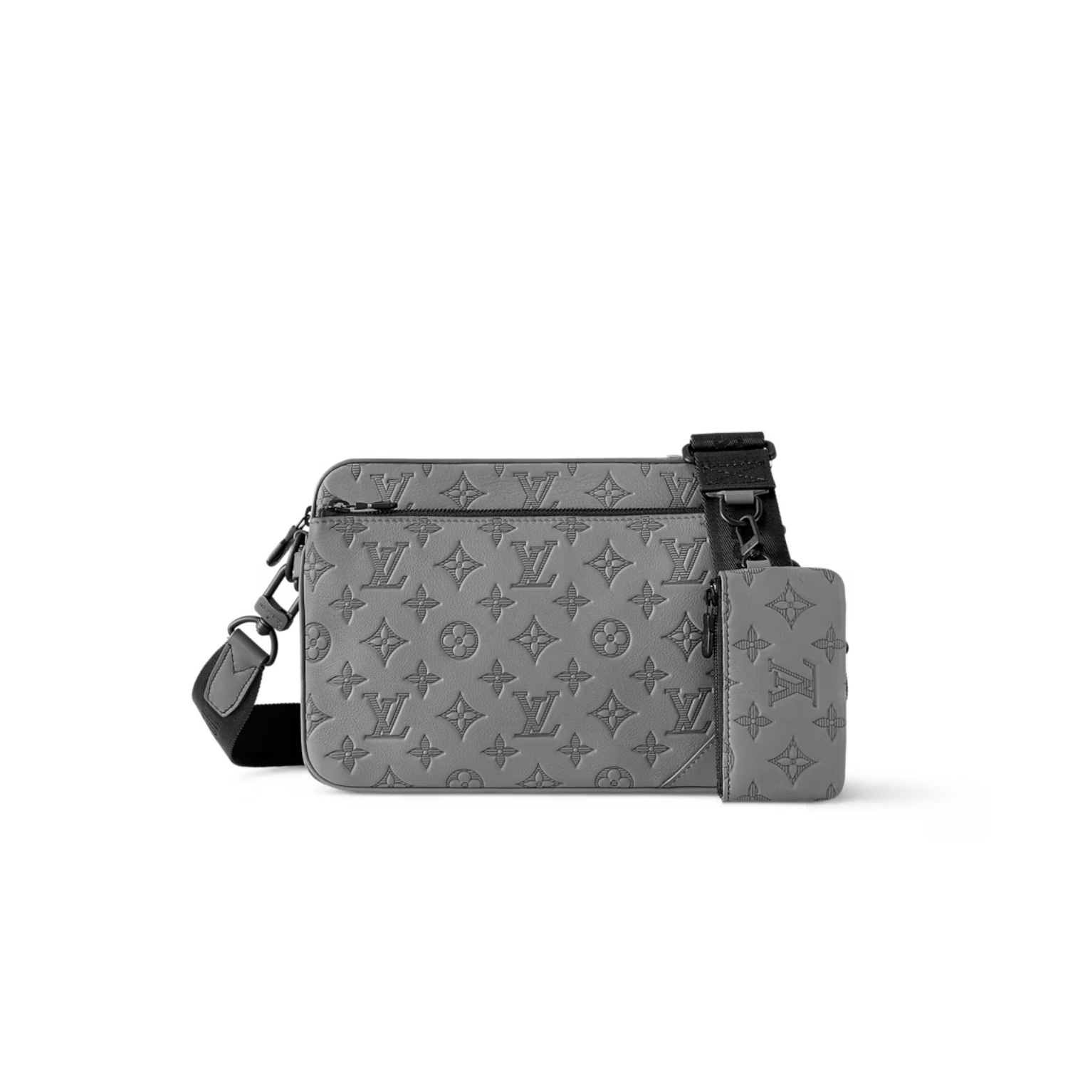 Louis Vuitton Trio Messenger Monogram Shadow By Virgil Abloh’s Grey For Men, Men's Bags, Shoulder And Crossbody Bags 9.8in/ 25cm LV