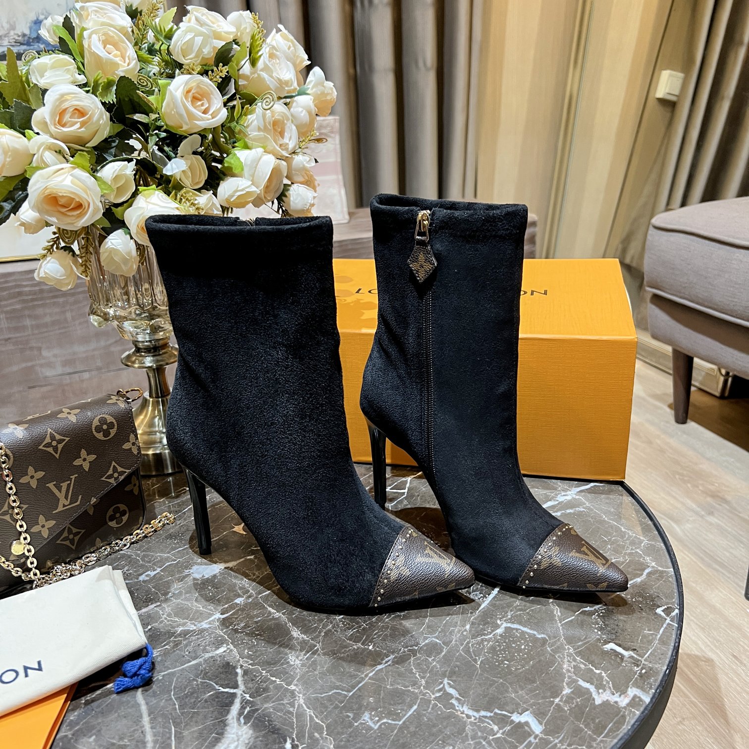 Louis Vuitton Women's Cherie Ankle Boots Black For Women LV
