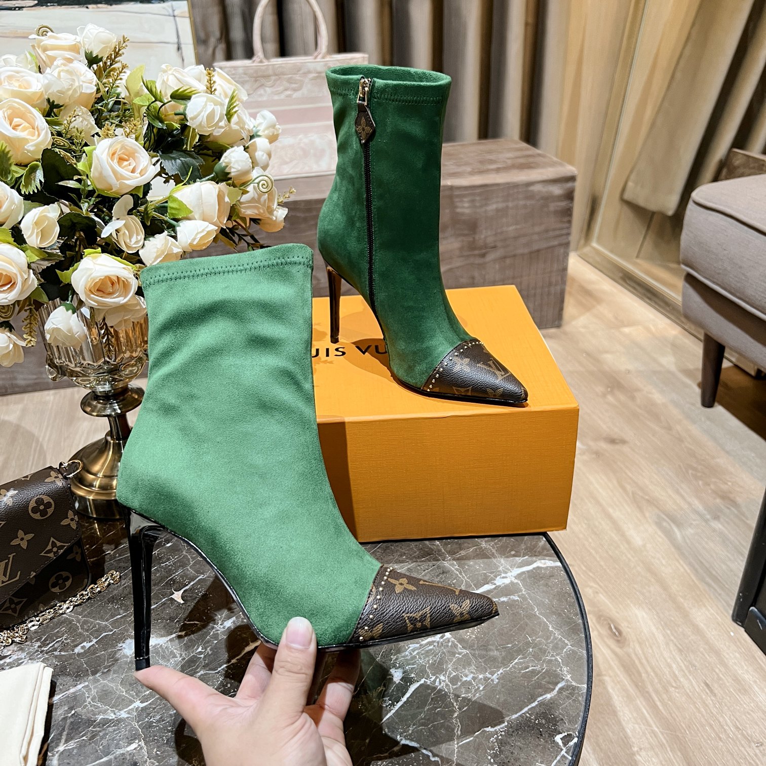 Louis Vuitton Women's Cherie Ankle Boots Green Women LV