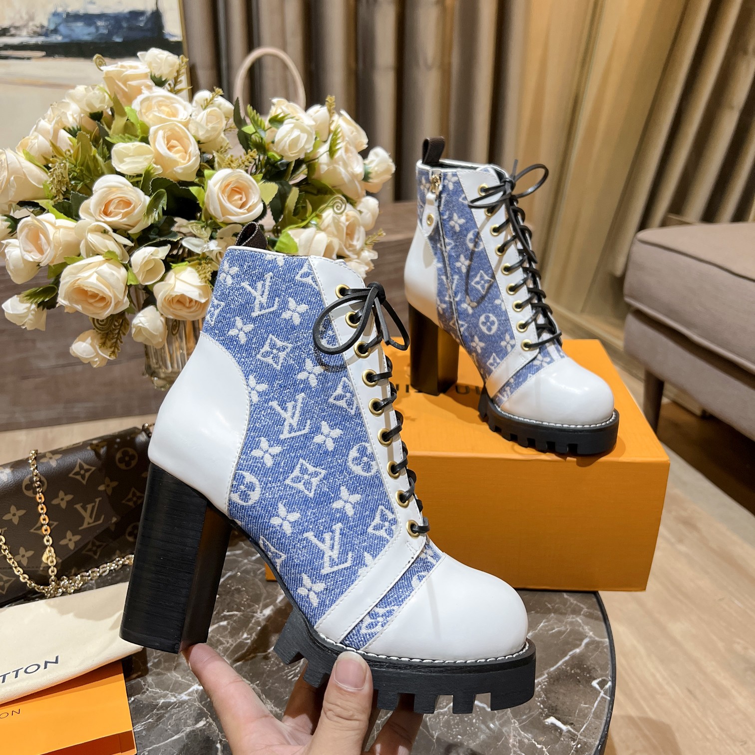 Louis Vuitton Women's Star Trail Ankle Boots Blue For Women LV