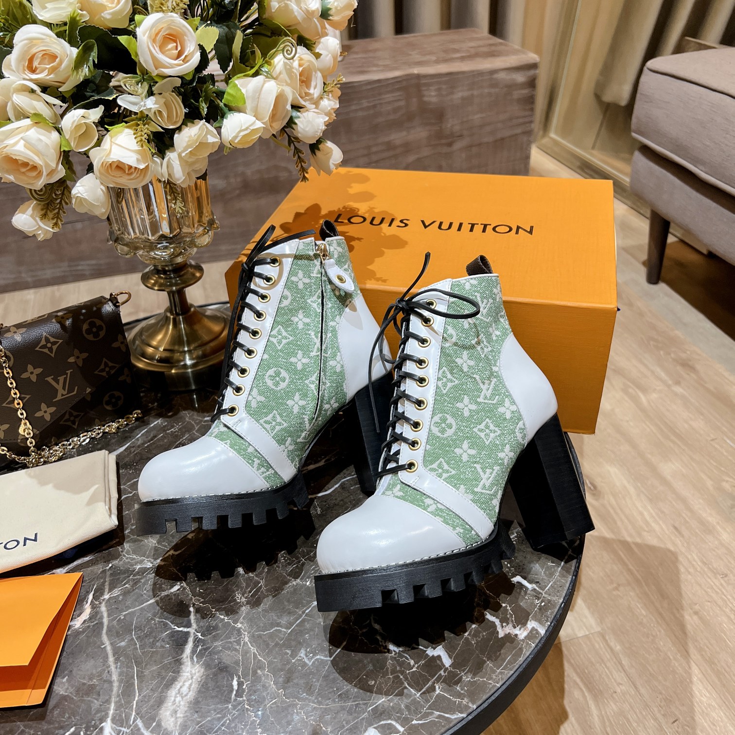 Louis Vuitton Women's Star Trail Ankle Boots Green For Women LV