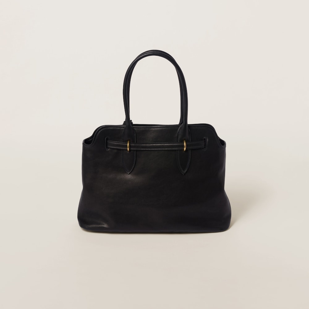 Miu Miu Aventure Medium Tote Bag 15.7in/ 40cm Black Antiqued Gold Hardware For Women 5BG291_2BBL_F0002_V_OON