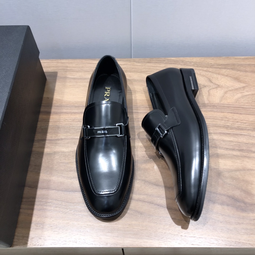Prada Brushed Loafers Black For Men 1in/25mm PRD