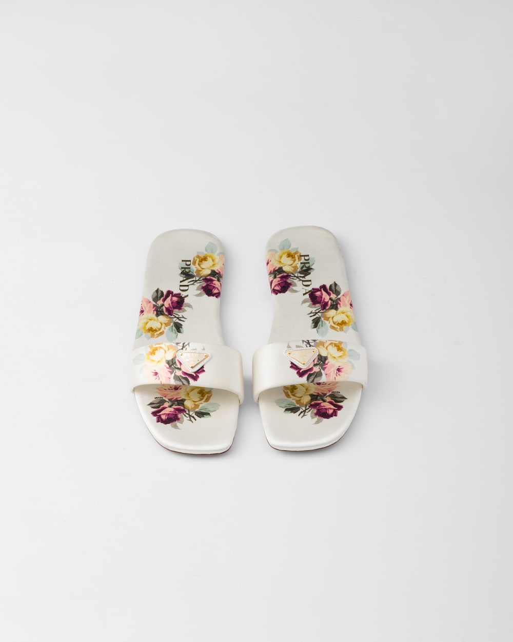 Prada Printed Satin Slides White For Women 1XX355_3LPE_F0627_F_D005