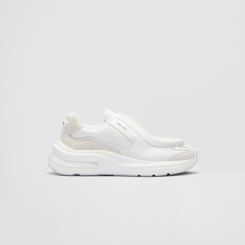 Prada Systeme Brushed Leather Sneakers White For Men 2EG424_3C37_F0009