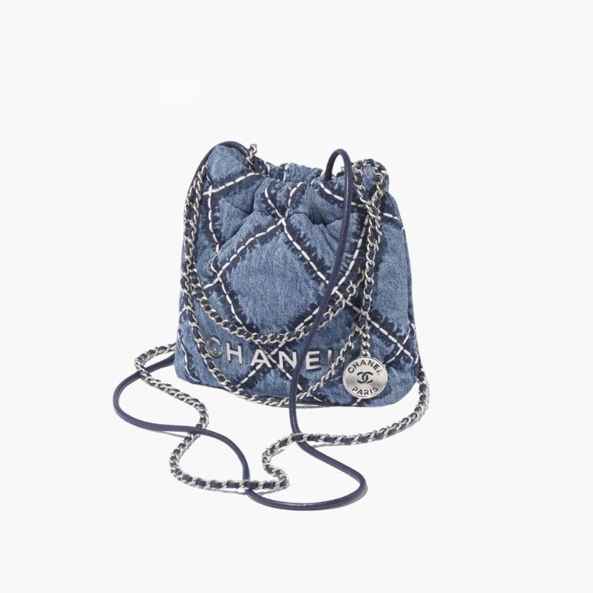 Chanel 22 Mini Crossbody Bag 7.8in/ 20cm Blue Silver Hardware For Women AS3980 B15833 NW287