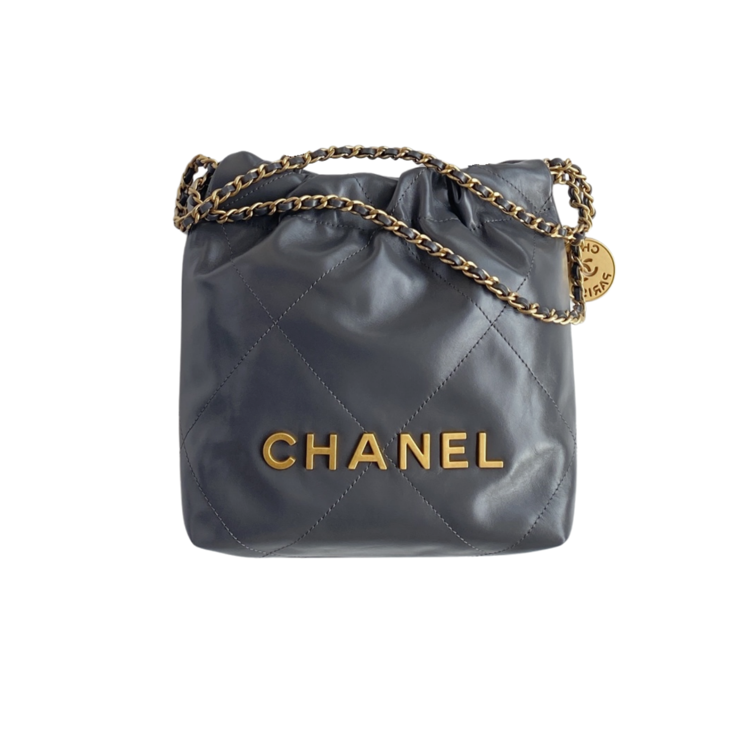 Chanel 22 Mini Shoulder Bag 7.9in/ 20cm Grey Gold Hardware For Women -