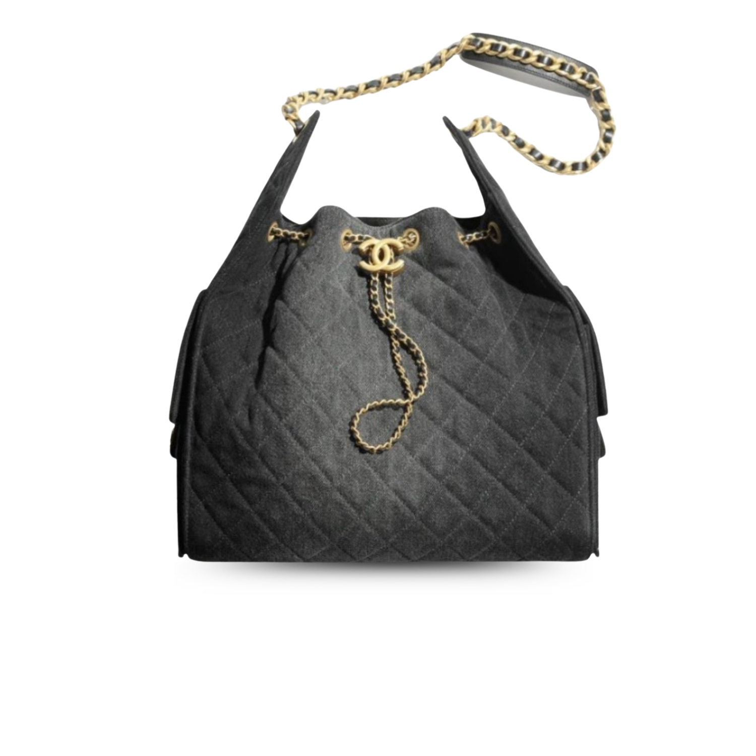 Chanel 25 Medium Shoulder Bag 11.8in/ 30cm Black Denim Gold Hardware For Women AS5311 B20520 U0725
