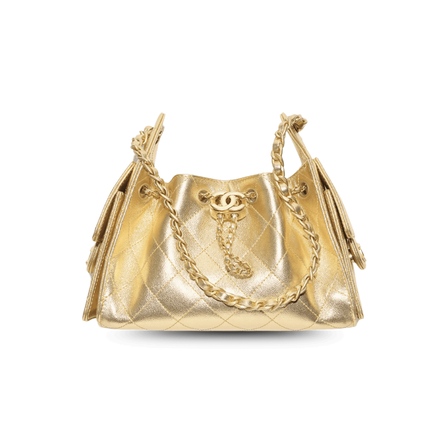 Chanel 25 Mini Shoulder Bag 8.7in/ 22cm Gold Metallic Gold Hardware For Women AS5631 B22719 U5344