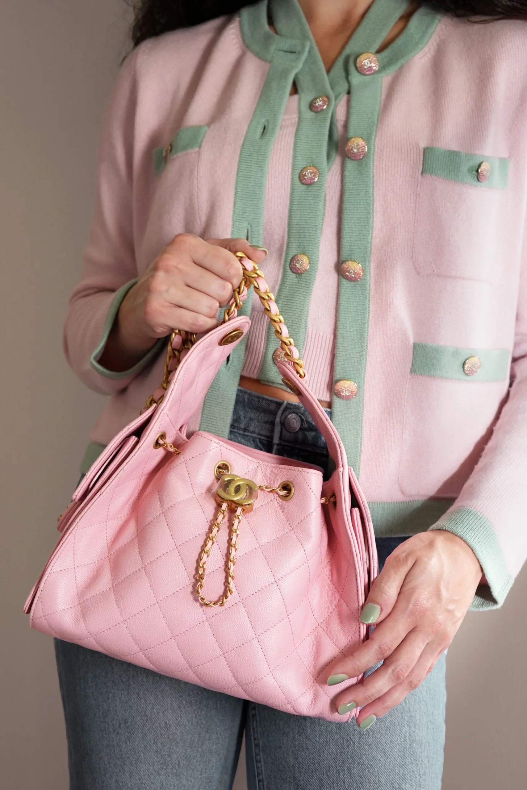Chanel 25 Small Shoulder Bag 10.2in/ 26cm Light Pink Gold Hardware For Women AS5293 B20304 NAGEO