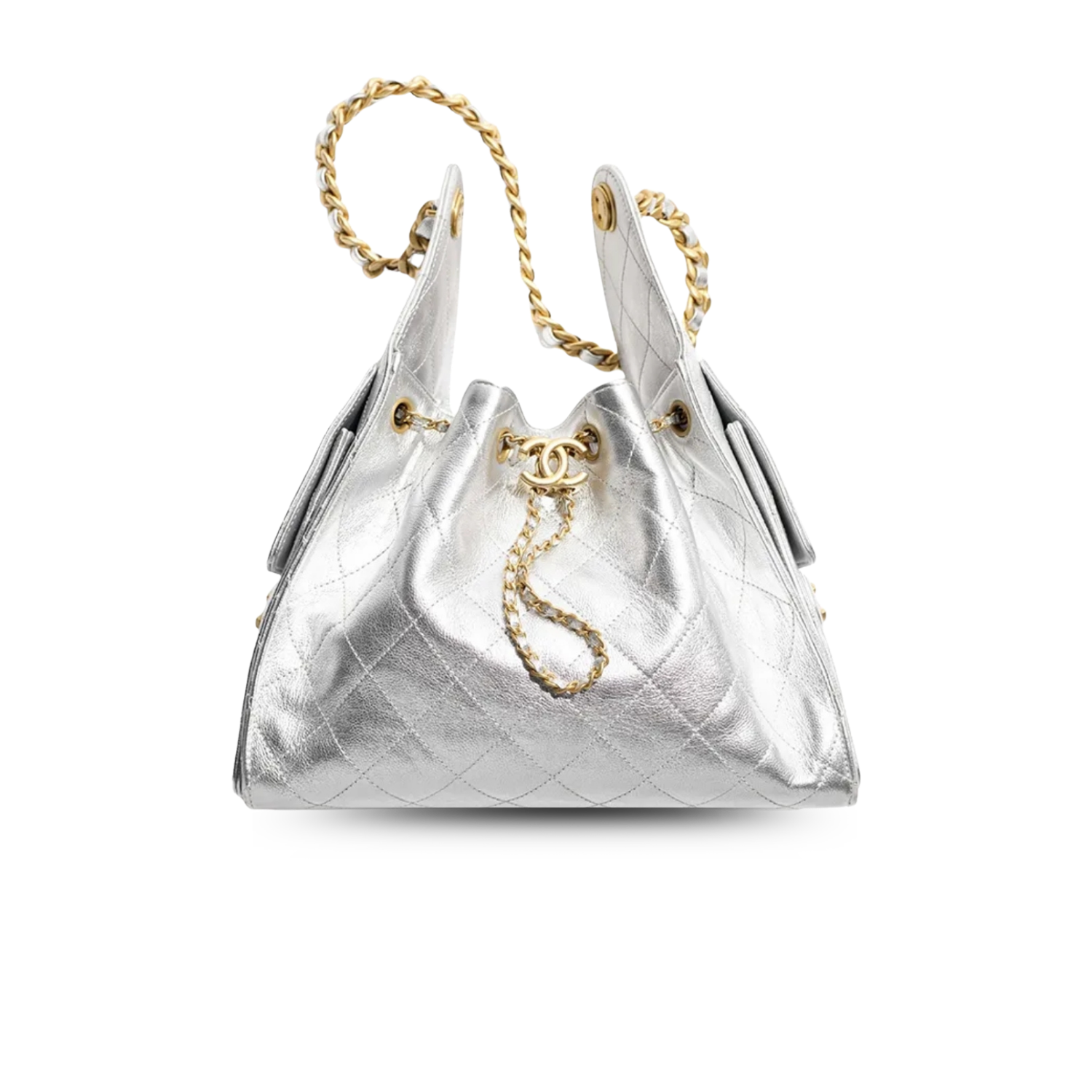 Chanel 25 Small Shoulder Bag 10.2in/ 26cm Silvery Gold Hardware For Women AS5293 B20405 NZV67