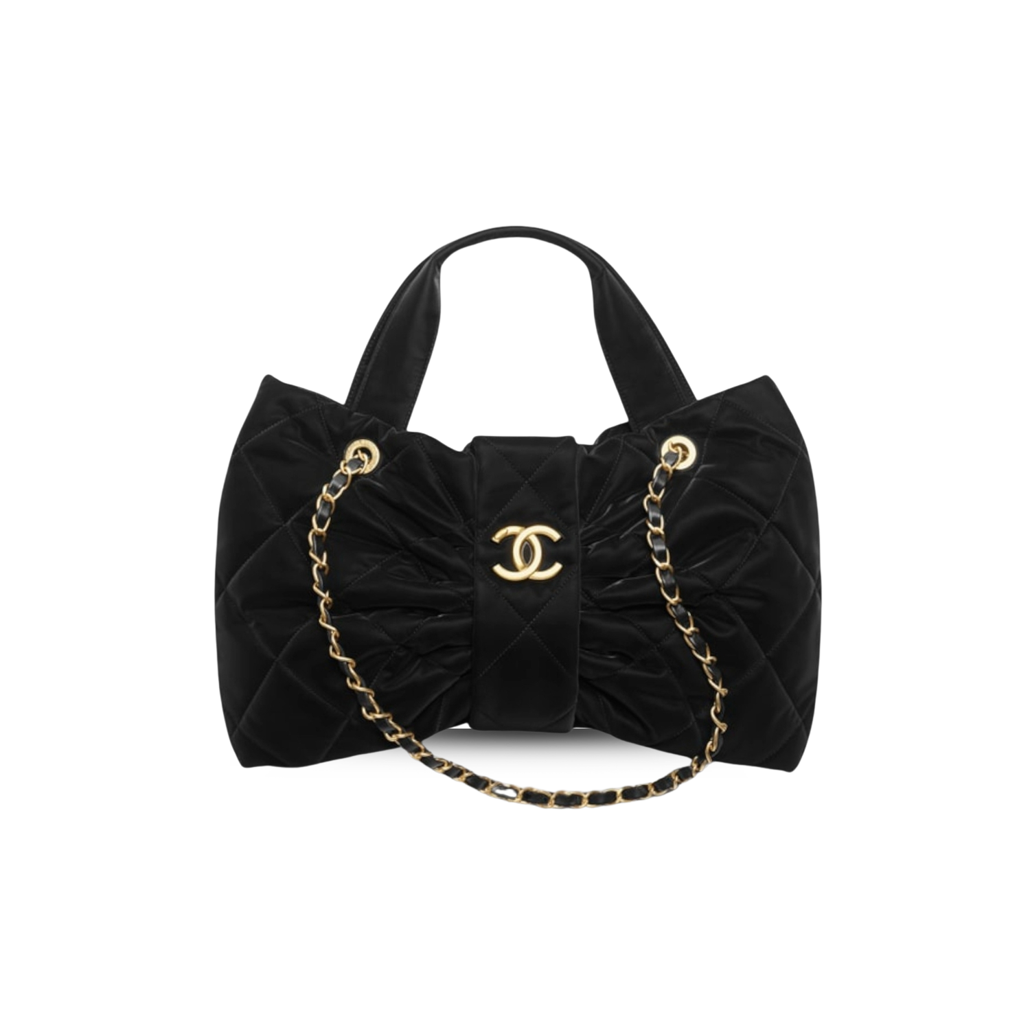 Chanel Bow Top Handle Bag 15in/ 38cm Black Gold Hardware For Women AS5851 B22154 94305