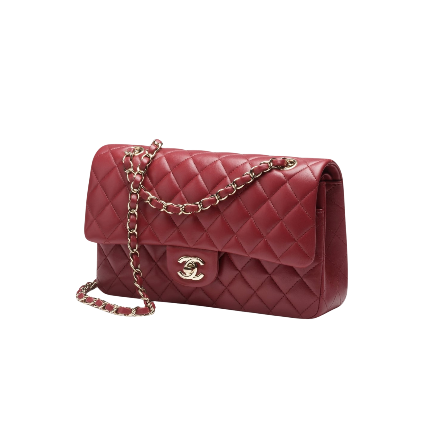 Chanel Classic 11.12 Crosbody Bag 9.9in/ 25.5cm Burgundy Gold Hardware For Women A01112 Y04059 NZV44