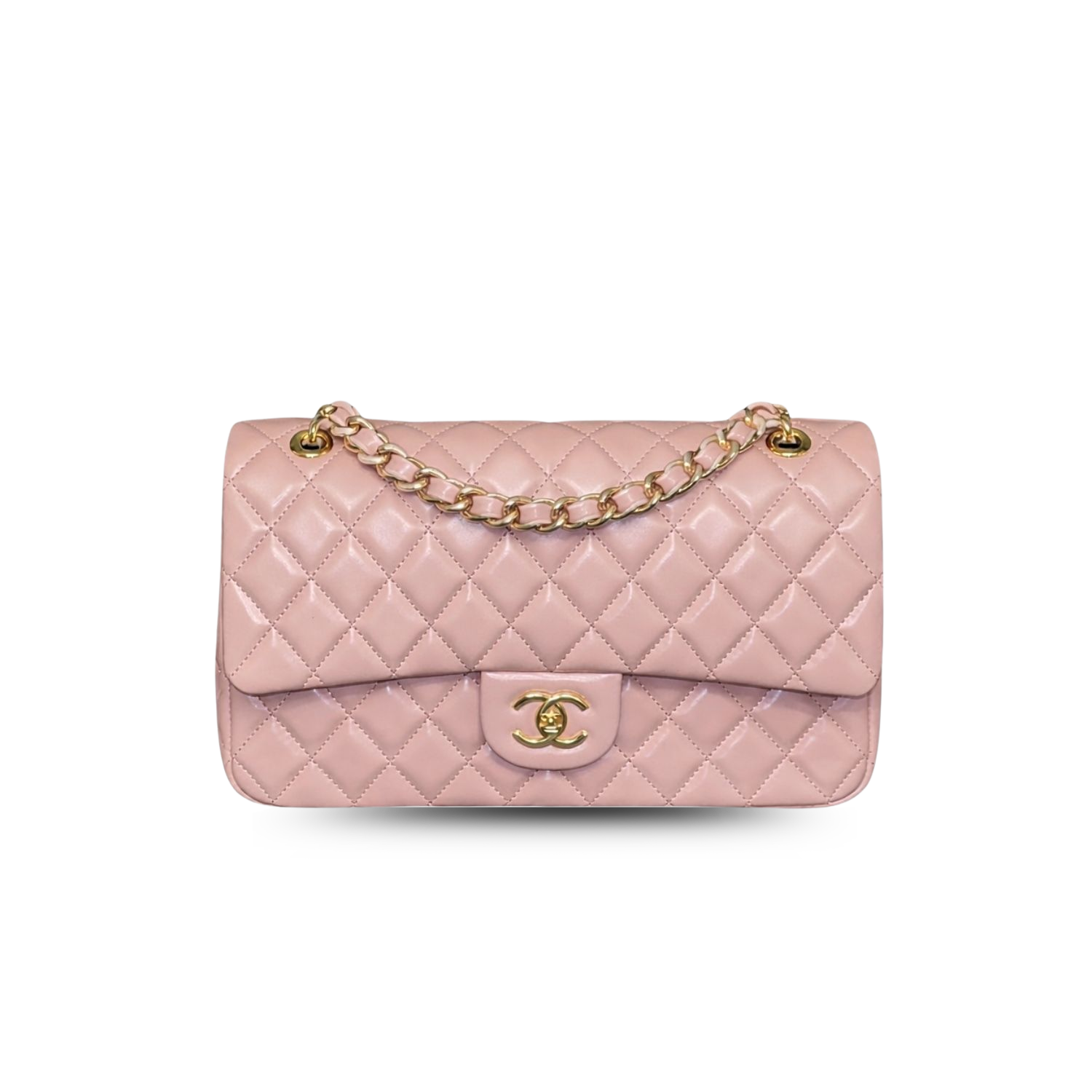 Chanel Classic 11.12 Crossbody Bags 9.9in/ 25.5cm Light Pink Gold Hardware For Women A01112 Y04059 NJ523