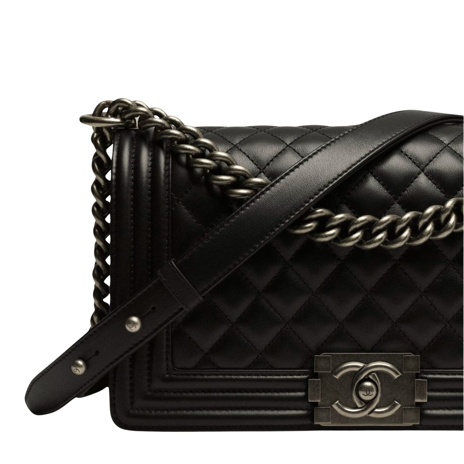 Chanel Classic Boy Crossbody Bag 9.8in/ 25cm Black Silver Hardware For Women A67086 Y09953 94305
