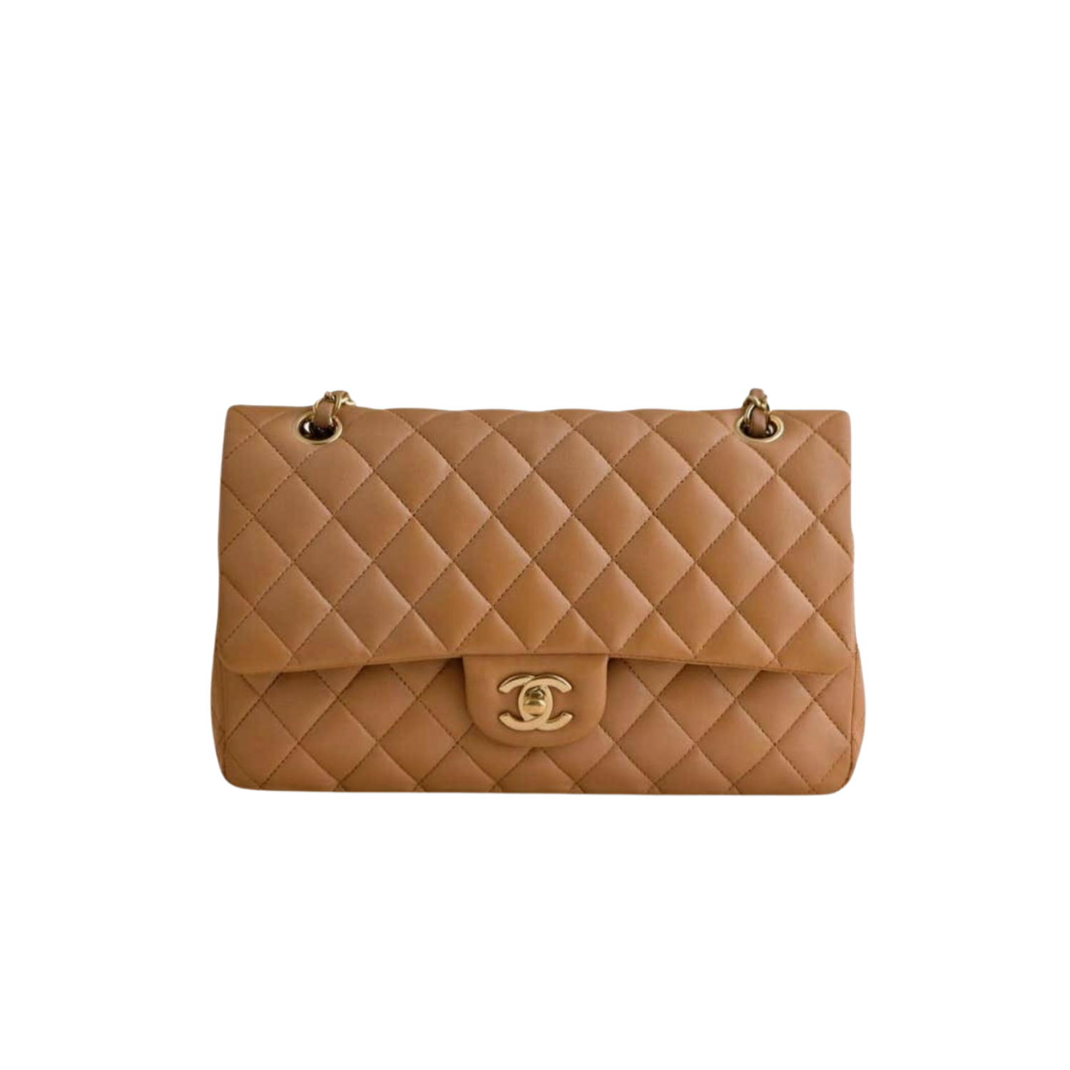 Chanel Classic Crossbody Bag 9.8in/ 25cm Dark Beige Gold Hardware For Women