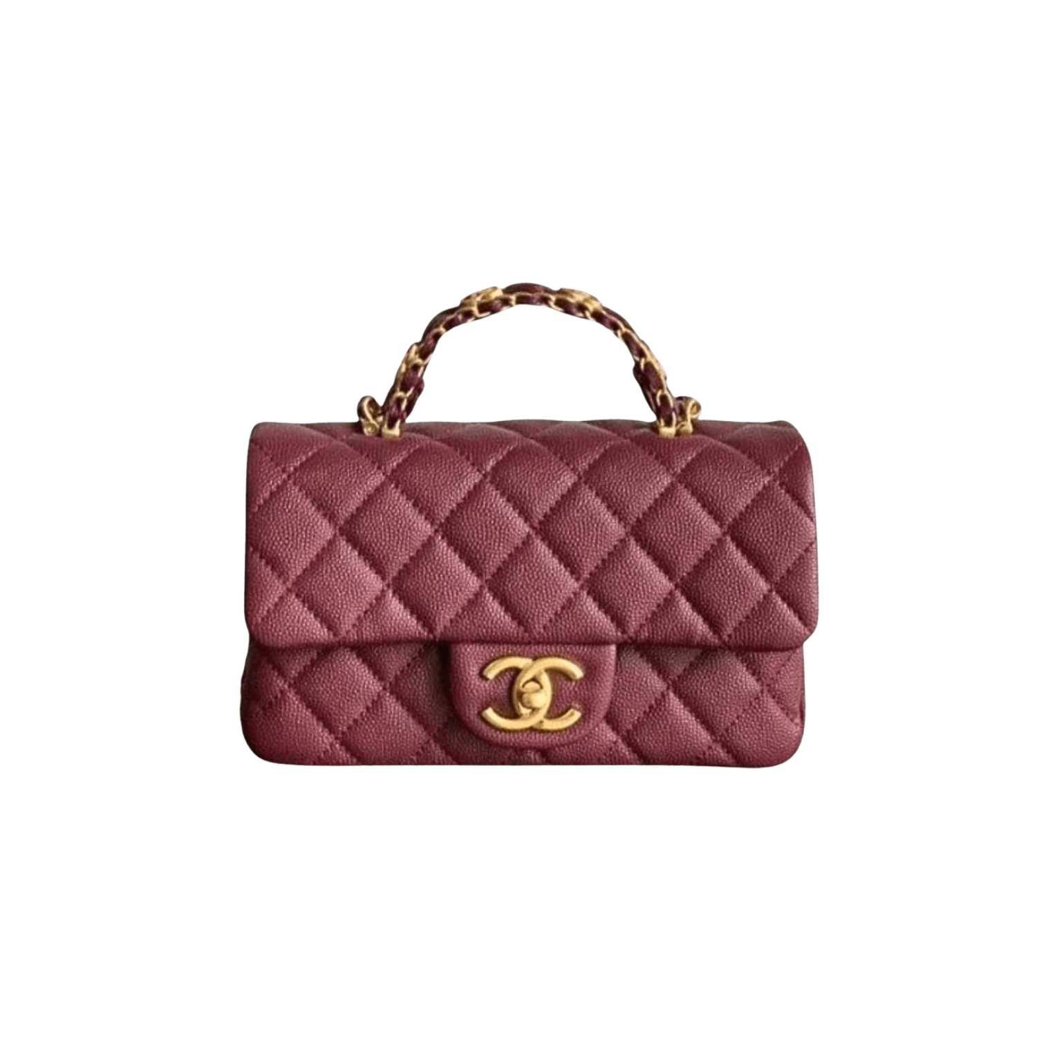 Chanel Flap Bag Crossbody 7.7in/ 19.5cm Burgundy Gold Hardware For Women
