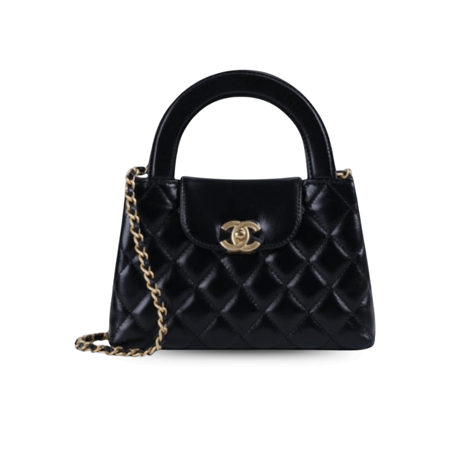 Chanel Kelly Top Handle Bag 7.8in/ 19cm Black Gold Hardware For Women -