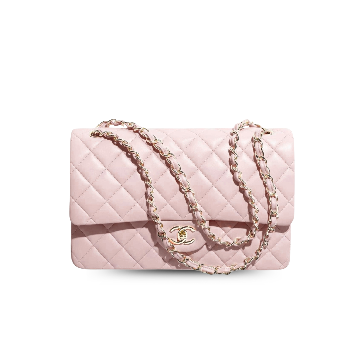 Chanel Classic Large Crossbody Bag 11.7in/ 30cm Light Pink Gold Hardware For Women A58600 Y04059 NW780
