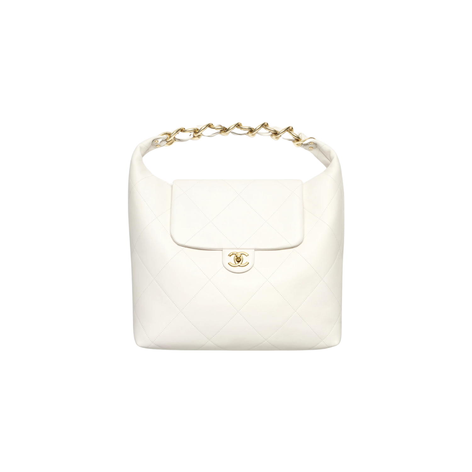 Chanel Maxi Hobo Shoulder Bag 18.5in/ 47cm White Gold Hardware For Women AS5838-B22140-10601
