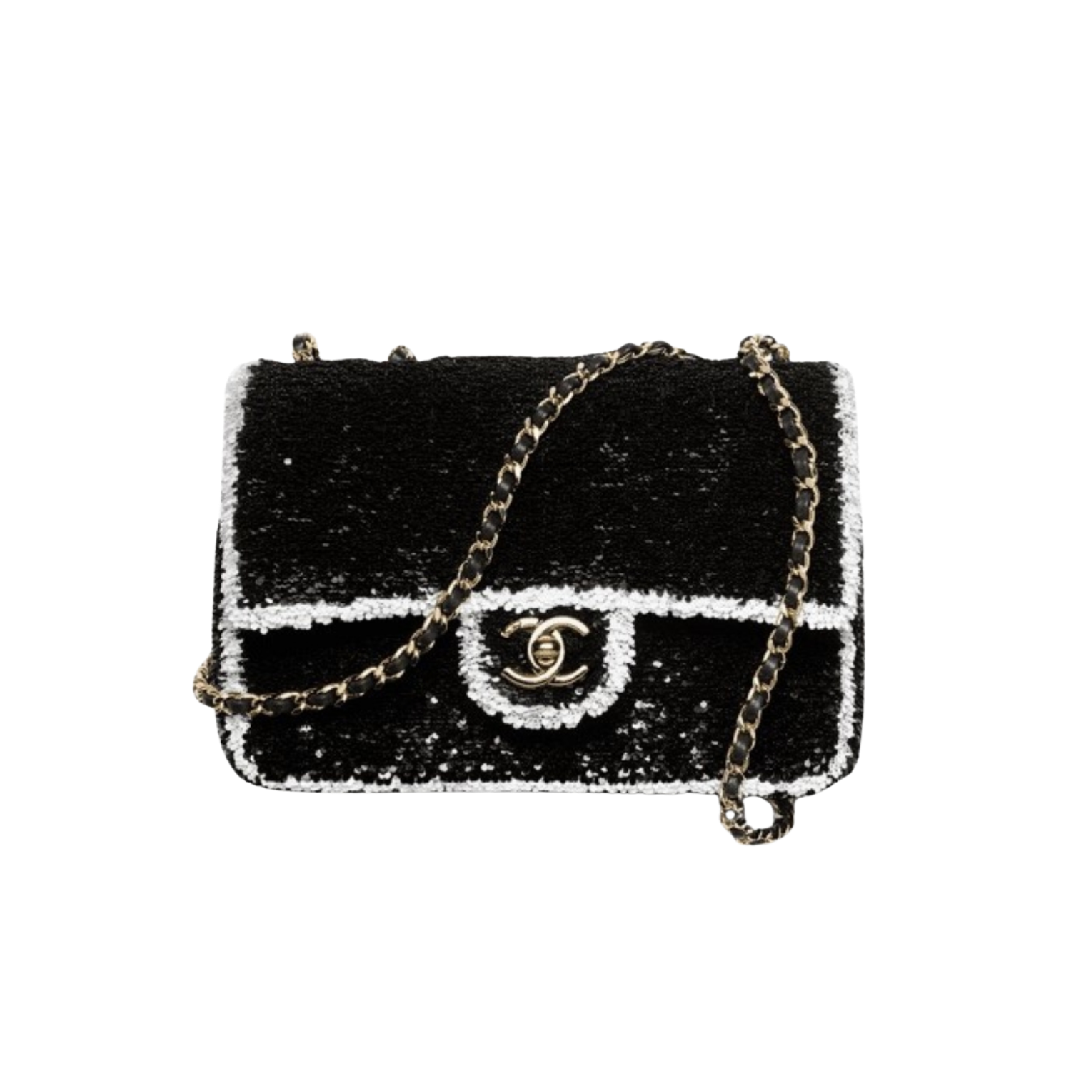 Chanel Sequins Flap Bag Shoulder 8.3in/ 21cm Black Gold Hardware For Women AS4561-B22165-U4411