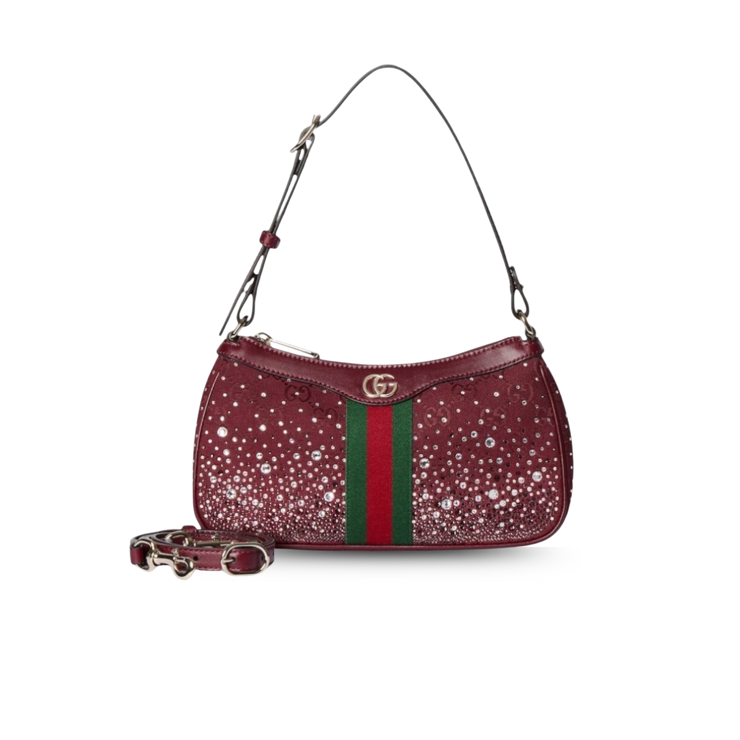 Gucci Ophidia Crystals Shoulder Bag 10.2in/ 26cm Marron Gold Hardware For Women 841341 FAFFA 8541