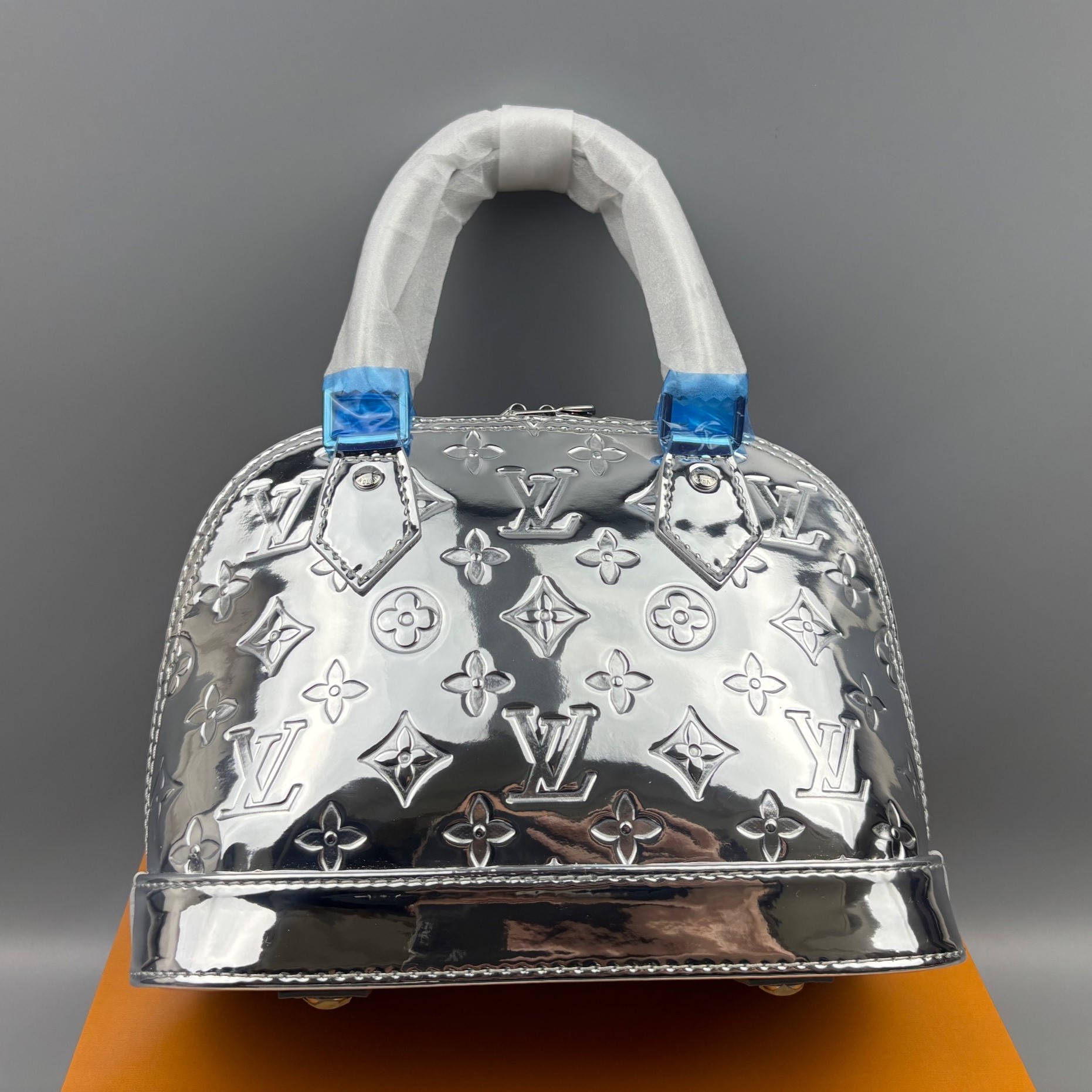Louis Vuitton Alma BB Top Handle Bag 9.3in/ 23.5cm Silver Metallic Silver Hardware For Women M26335