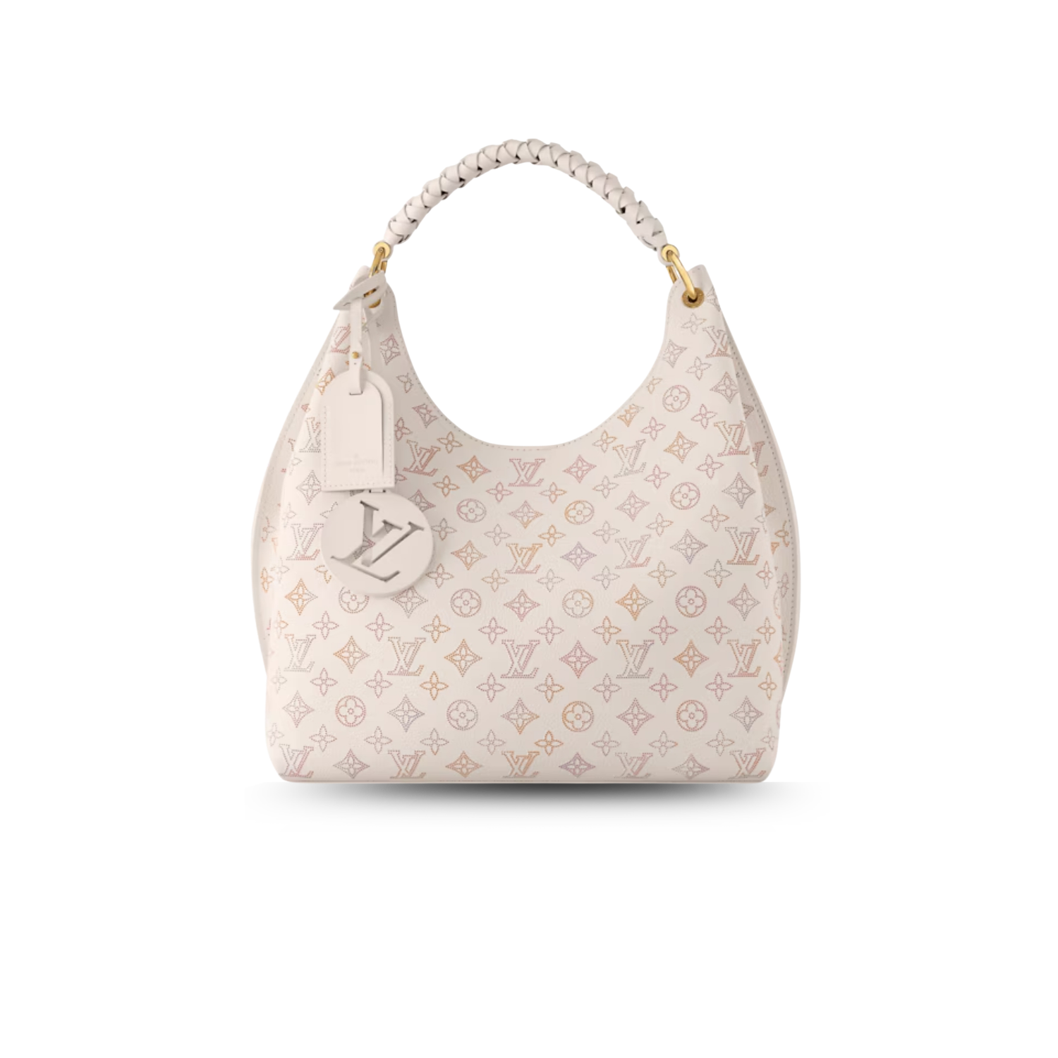 Louis Vuitton Carmel Mahina Top Handle Bag 13.8in/ 40cm Dream Cream Gold Hardware For Women M25894