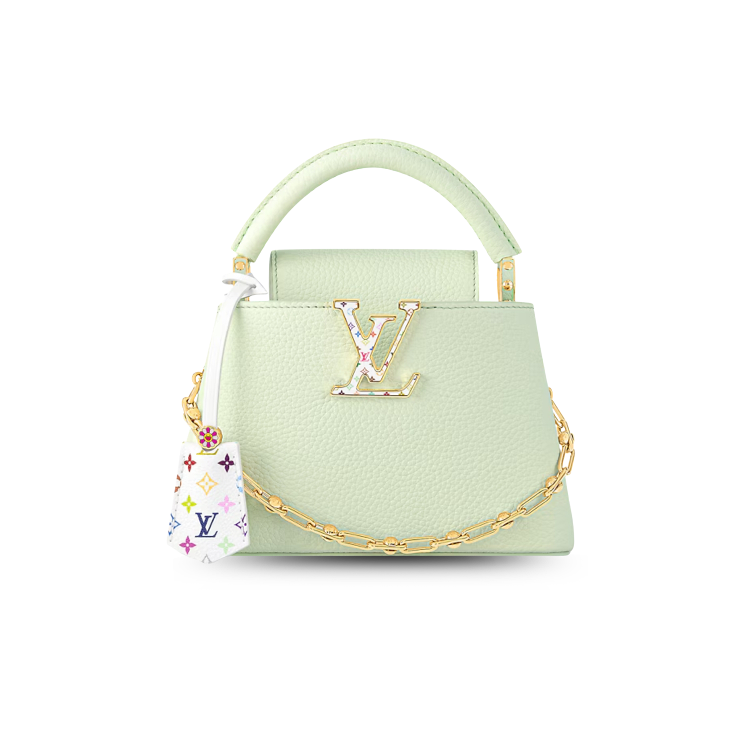 Louis Vuitton LV x TM Capucines Mini Top Handle Bag 8.3in/ 21cm Vert d’Eau Green For Women M14101