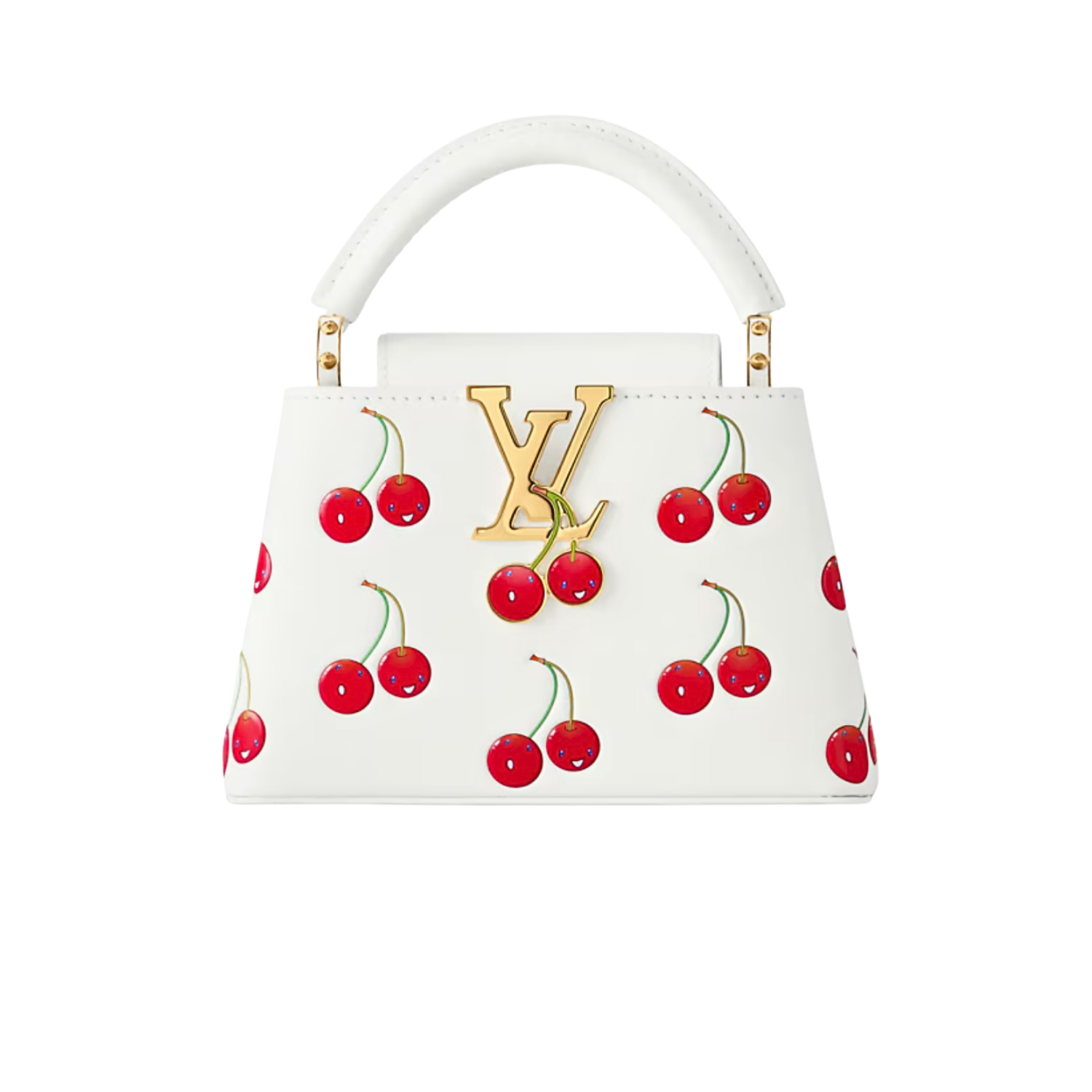 Louis Vuitton LV x TM Capucines Mini Top Handle Bag 8.3in/ 21cm White Gold Hardware For Women M13251