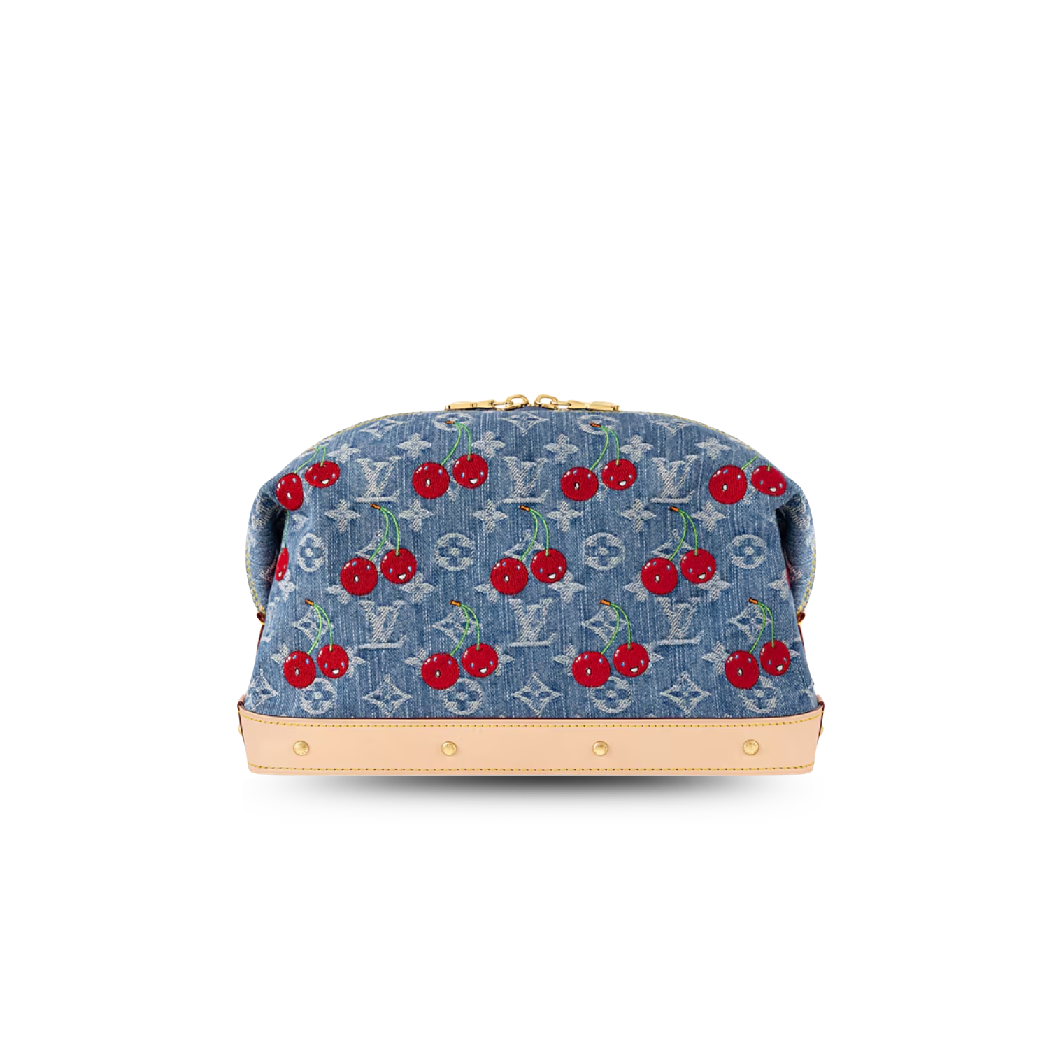Louis Vuitton LV x TM Cosmetic Pouch GM 10.6in/ 27cm Cherry Denim Gold Hardware For Women M13893