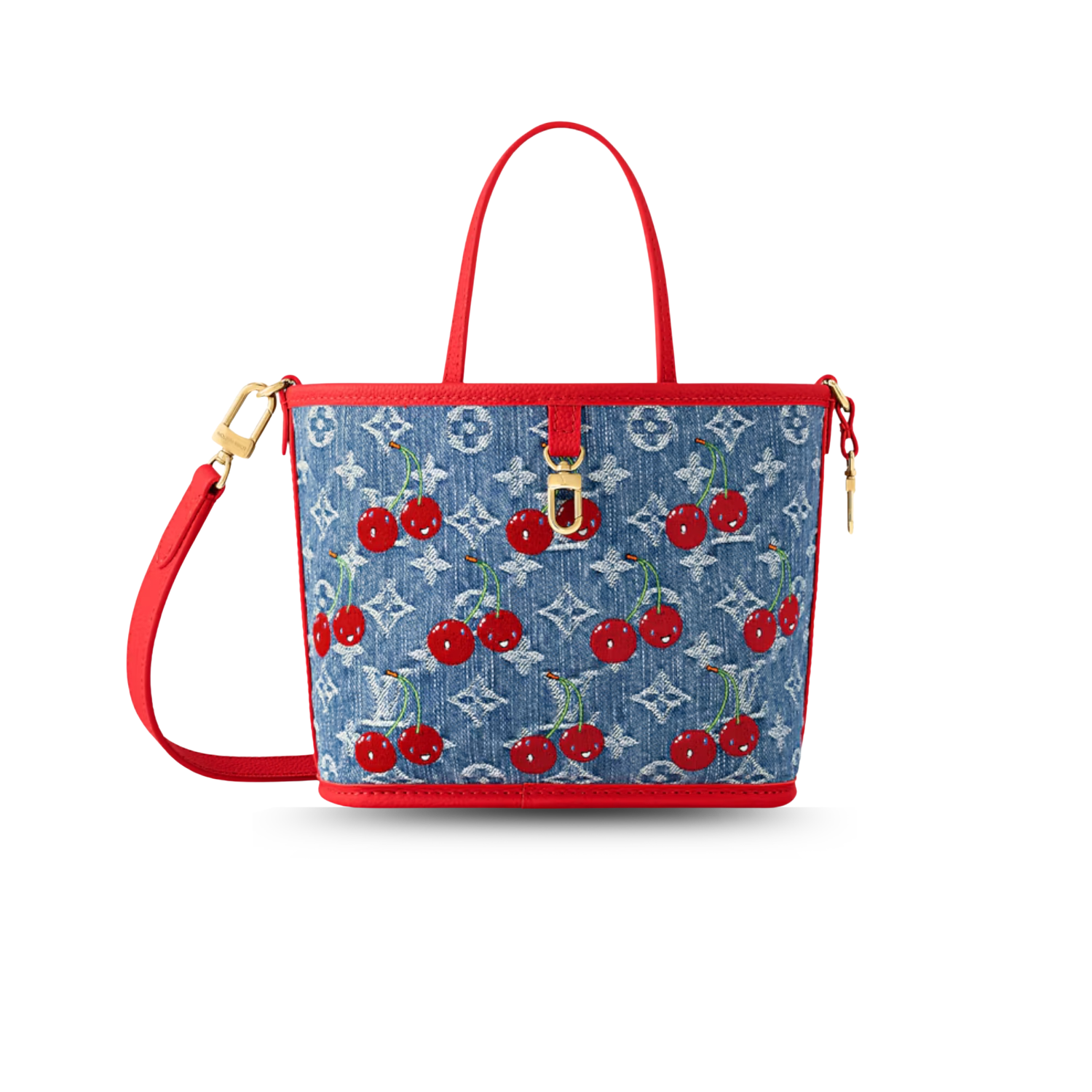 Louis Vuitton LV x TM Neverfull Inside Out BB Tote Bag 10.4in/ 26cm Cherry Denim Gold Hardware For Women M14997