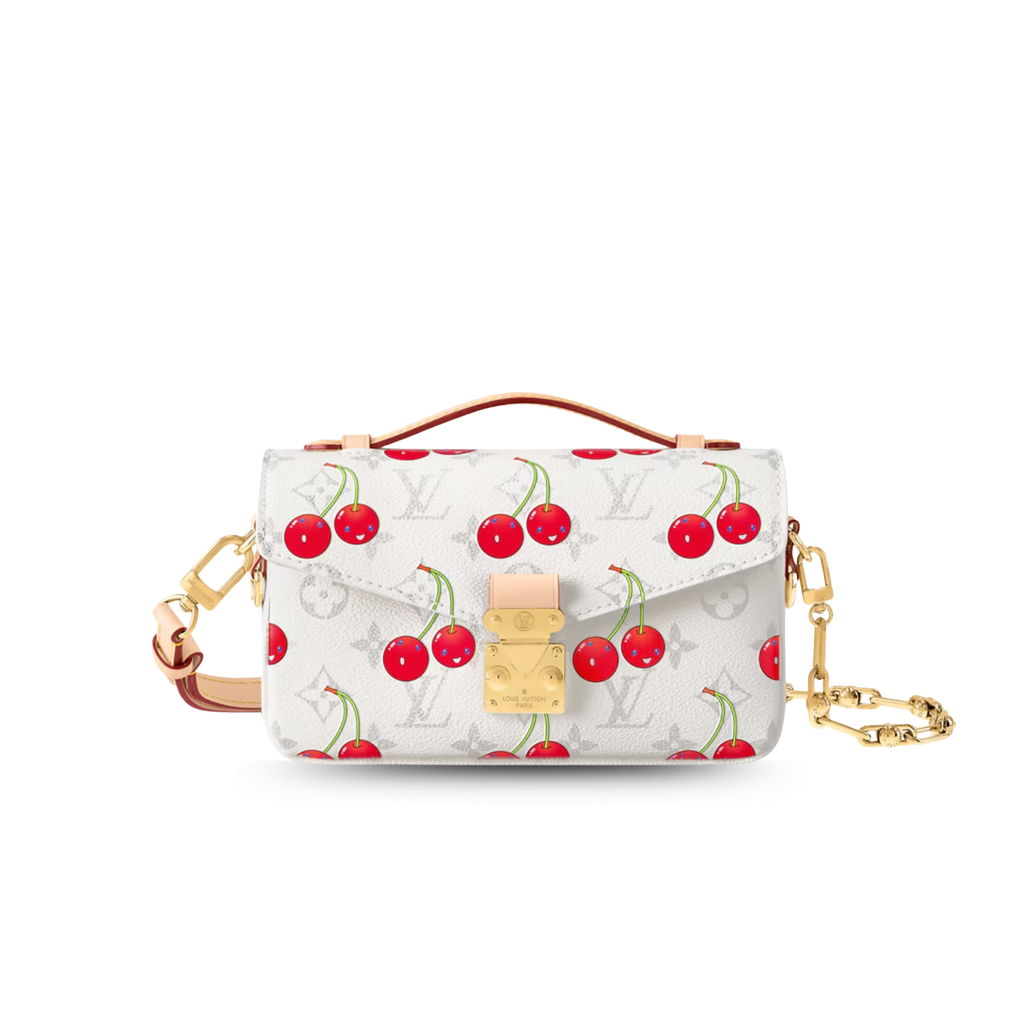 Louis Vuitton LV x TM Pochette Metis East West Shoulder Bag 8.5in/ 21.5cm Cherry Canvas Gold Hardware For Women M14231